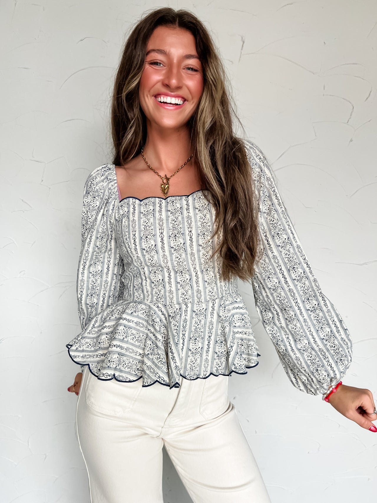 All The Drama Floral Wave Embroidered Top