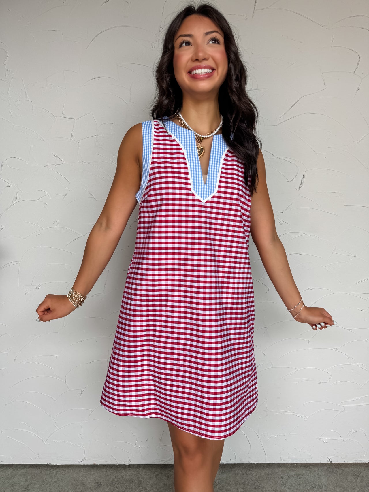 Simply Sweet Contrast Gingham Mini Dress