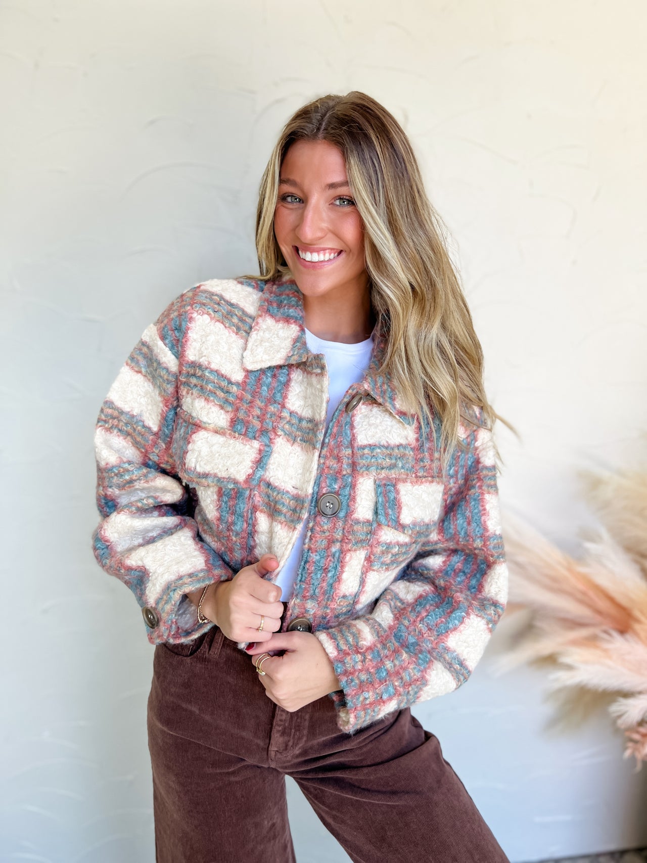 Against All Odds Plaid Crop Shacket