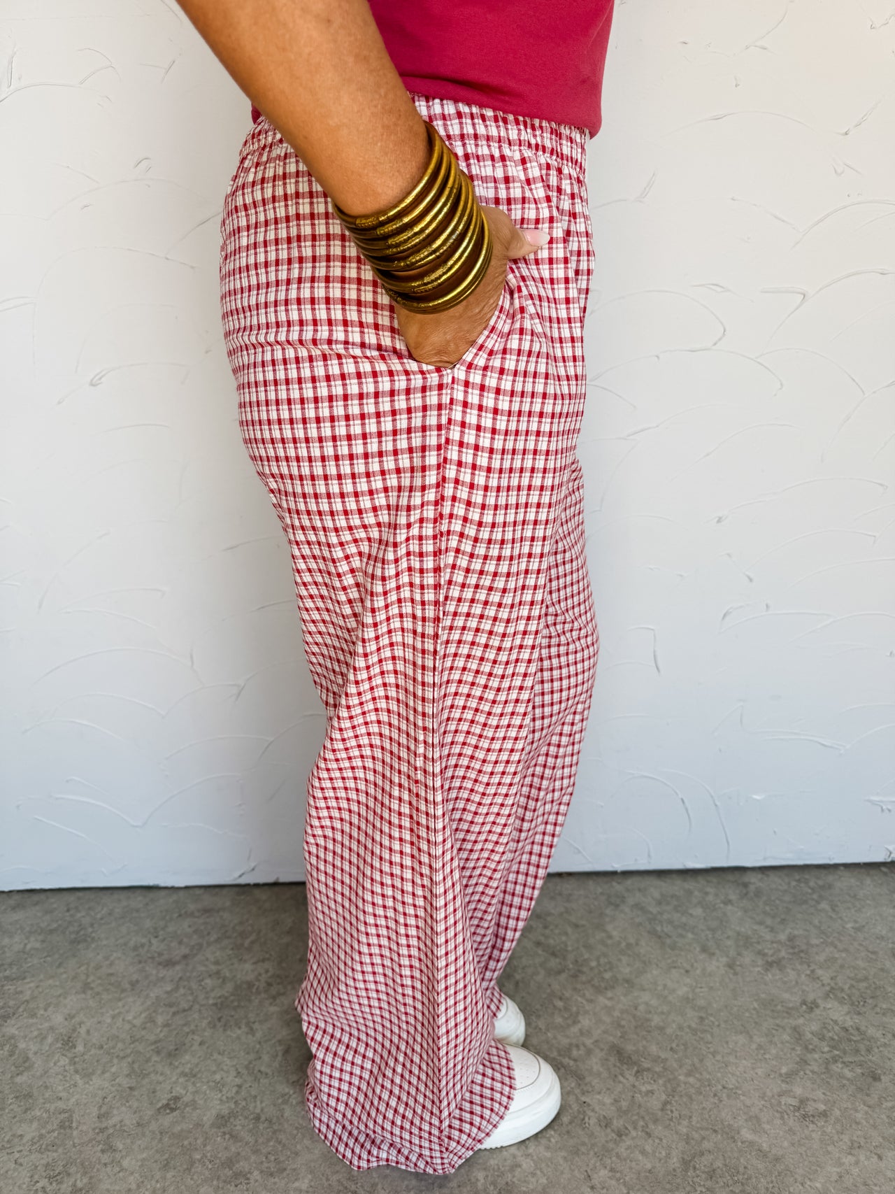 My Day One Cherry Mid Rise Gingham Pants