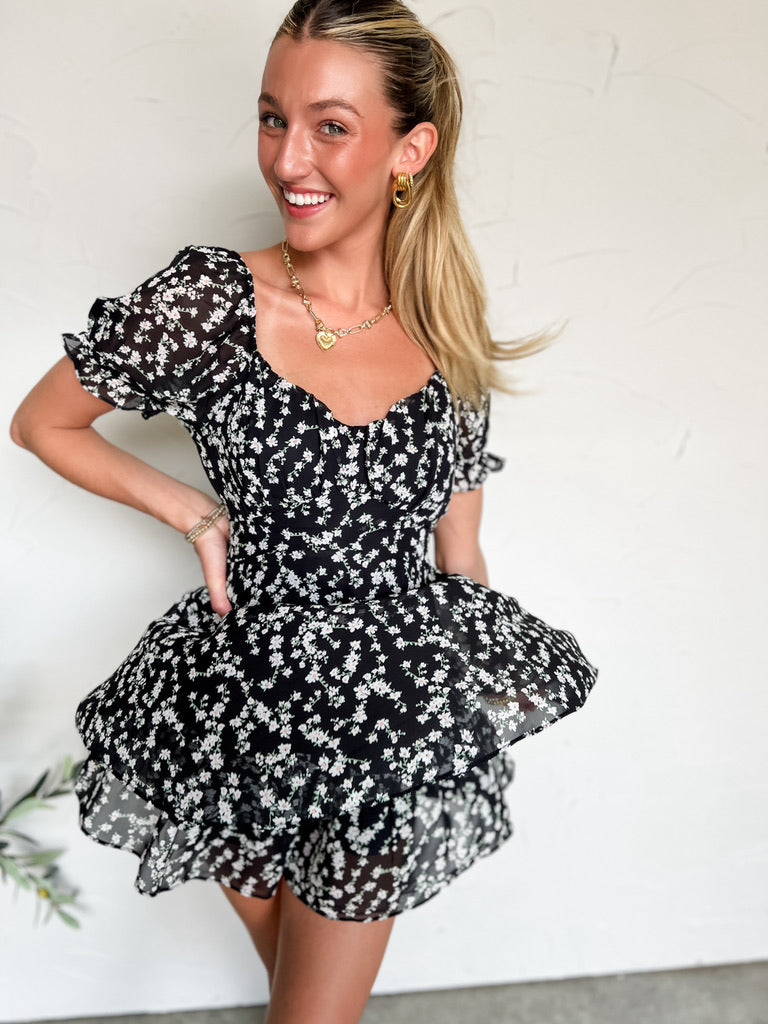 Pick A Bouquet Floral Tie Waist Romper