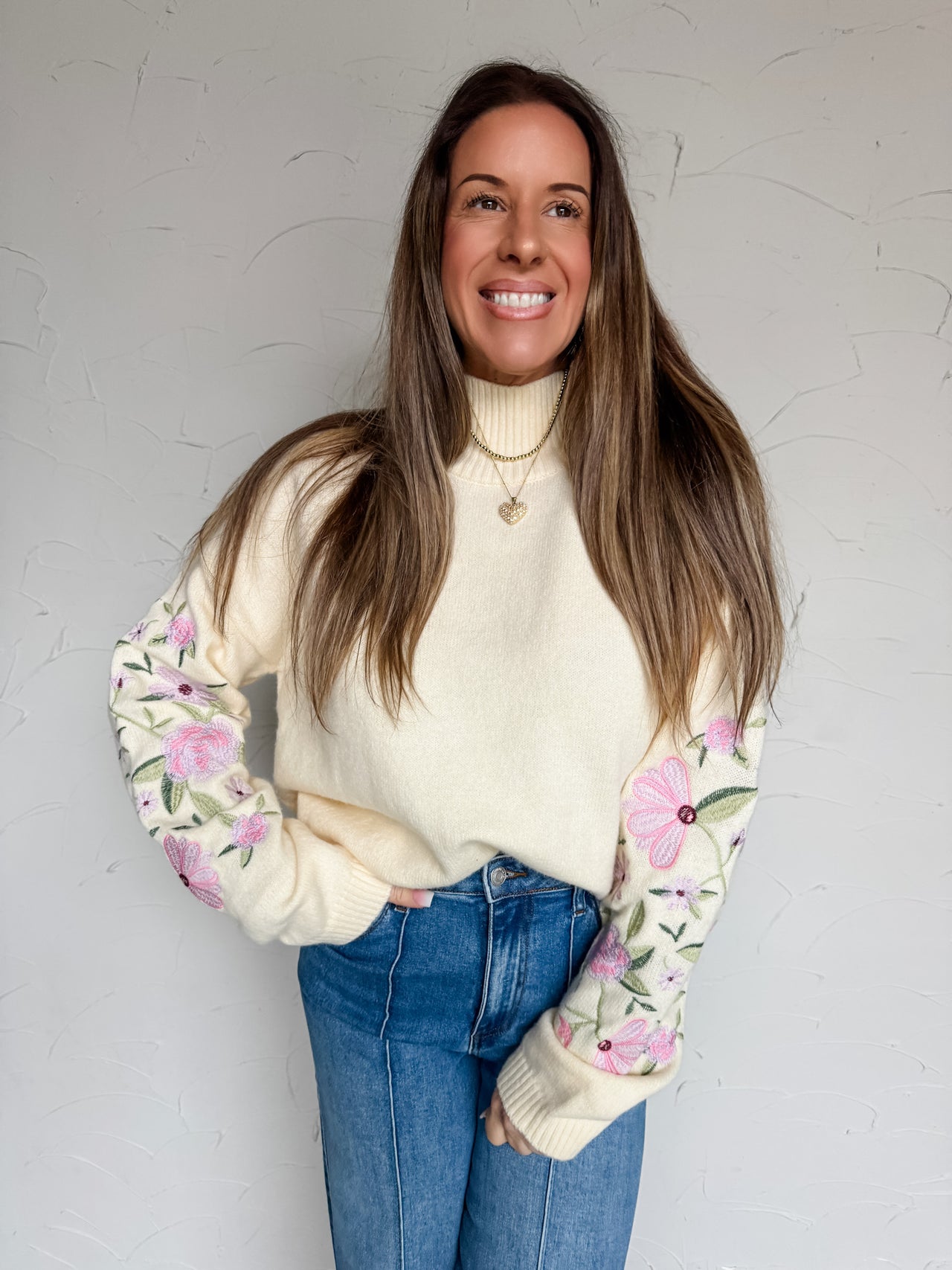 Catch The Petals High Neck Sweater