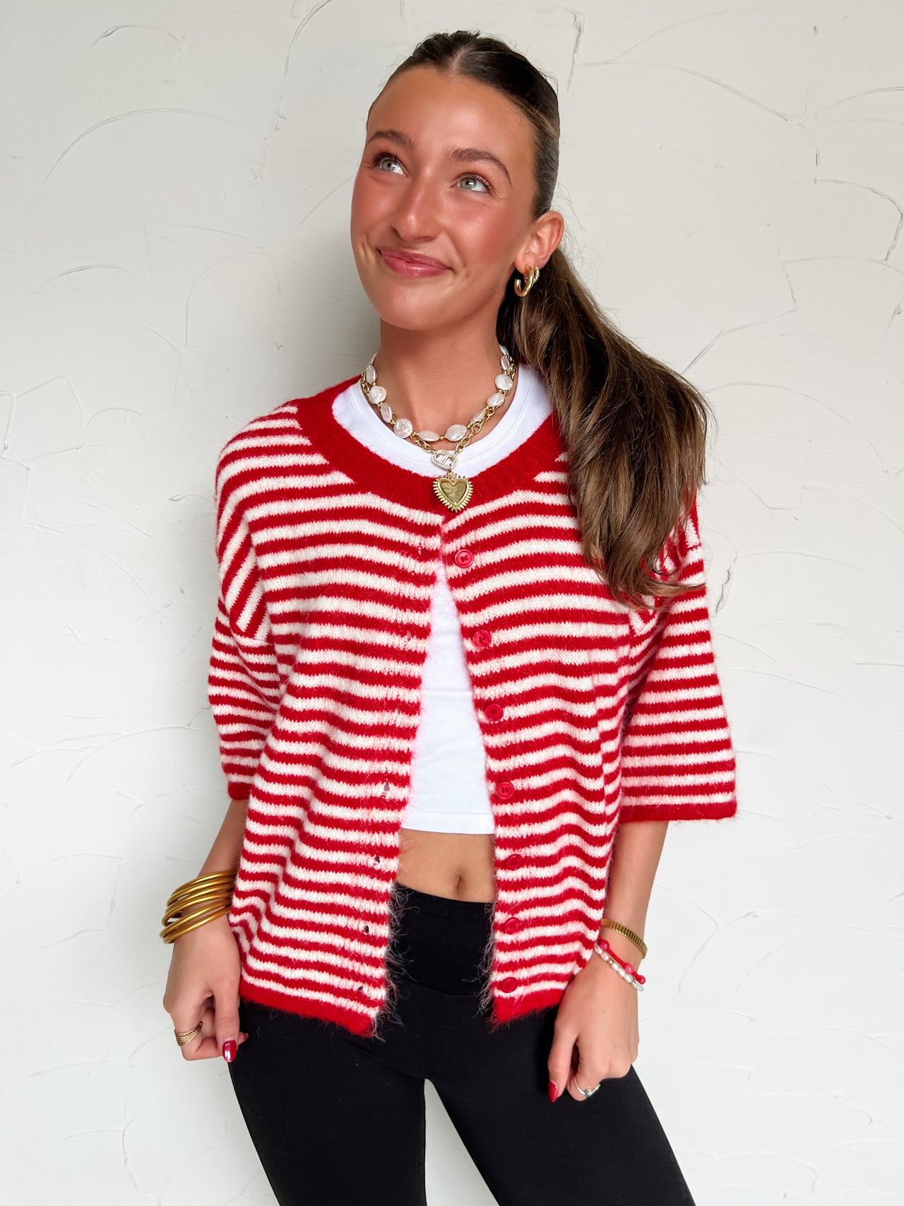 No Truer Words Spoken Striped Top- Red/Ivory