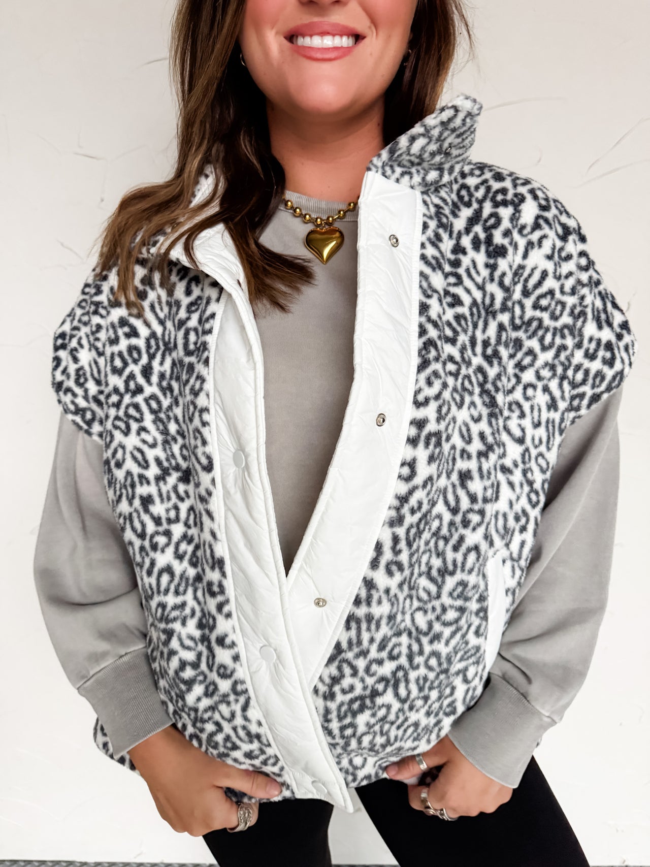 Animal Spirit Leopard Sherpa Padded Vest
