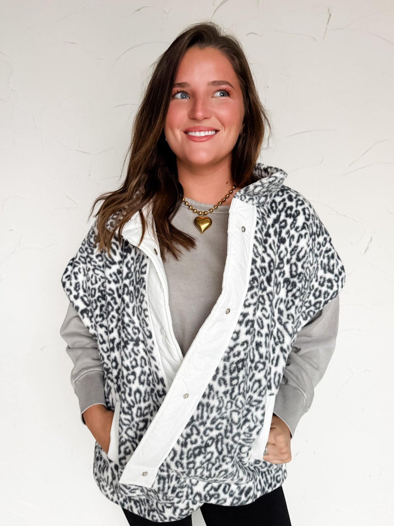 Animal Spirit Leopard Sherpa Padded Vest