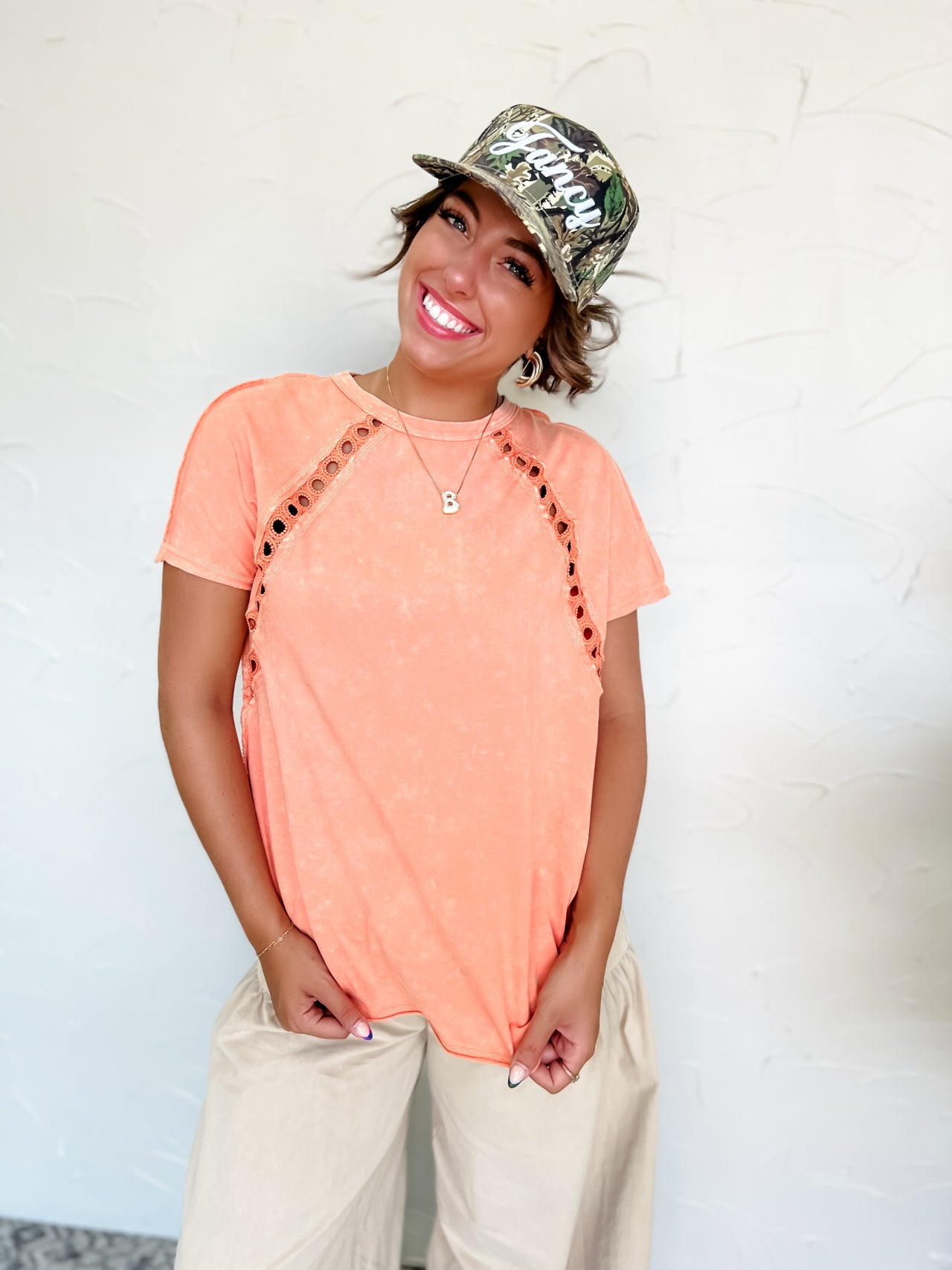 Valley Escape Mineral Wash Trim Shirt- Orange