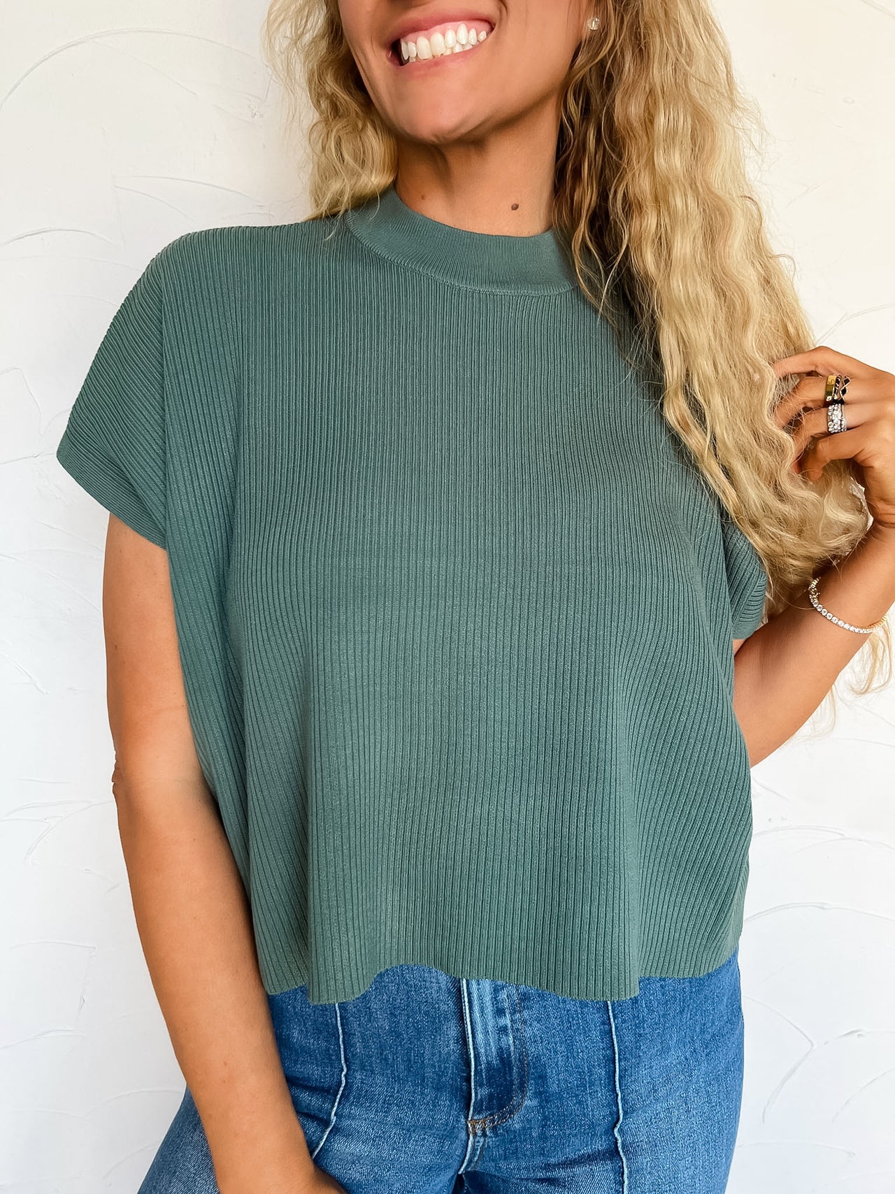 Stay Cute And Comfy Mock Neck Sweater- Ash Jade