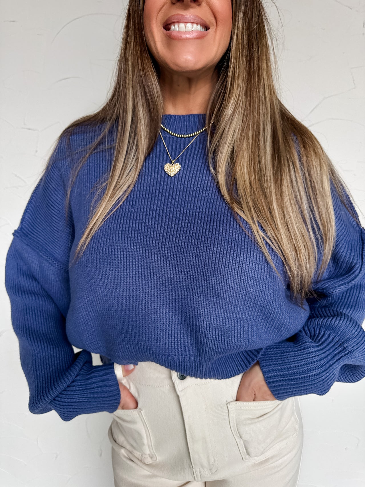 Make A Statement Sweater- Dusty Indigo