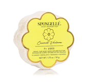 Spongellé Daisy Spongettes soap bar sponge with yellow label on a white background