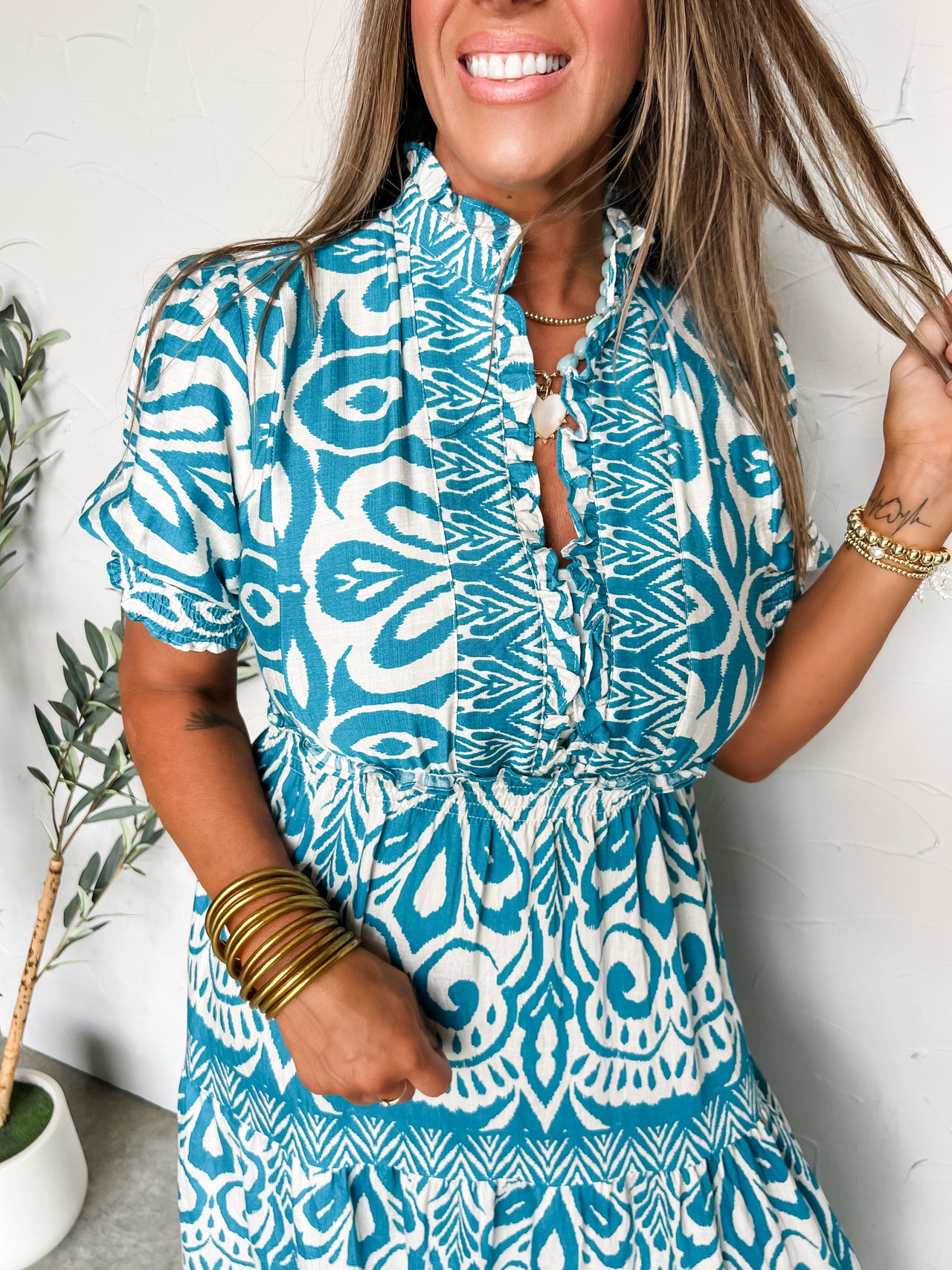 Expert In Kindness Pattern Tiered Dress