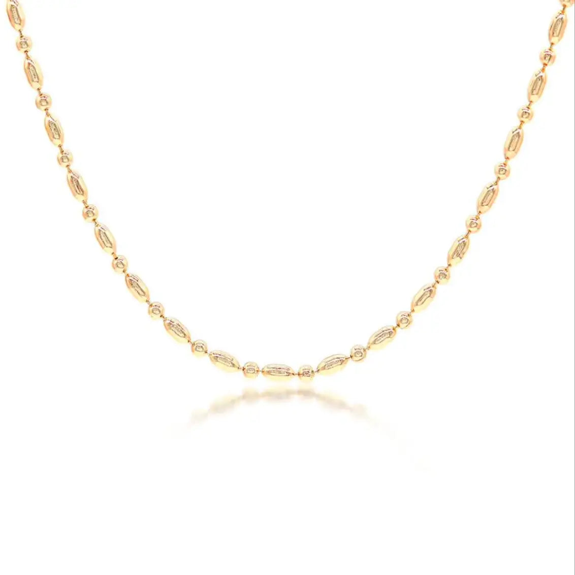 {SB} Gold Bead And Oval Necklace