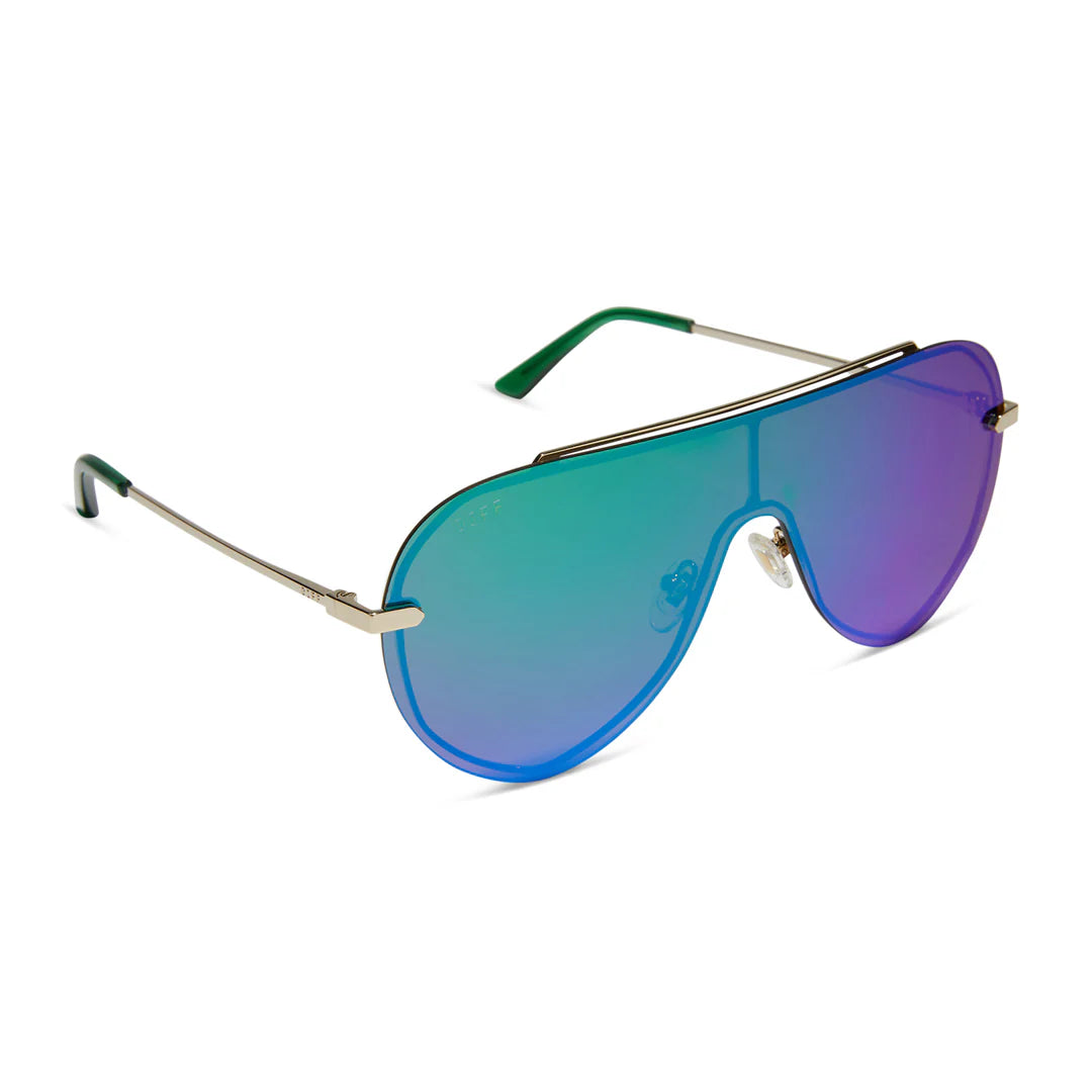 {DIFF} imani gold + turquoise ice mirror sunglasses