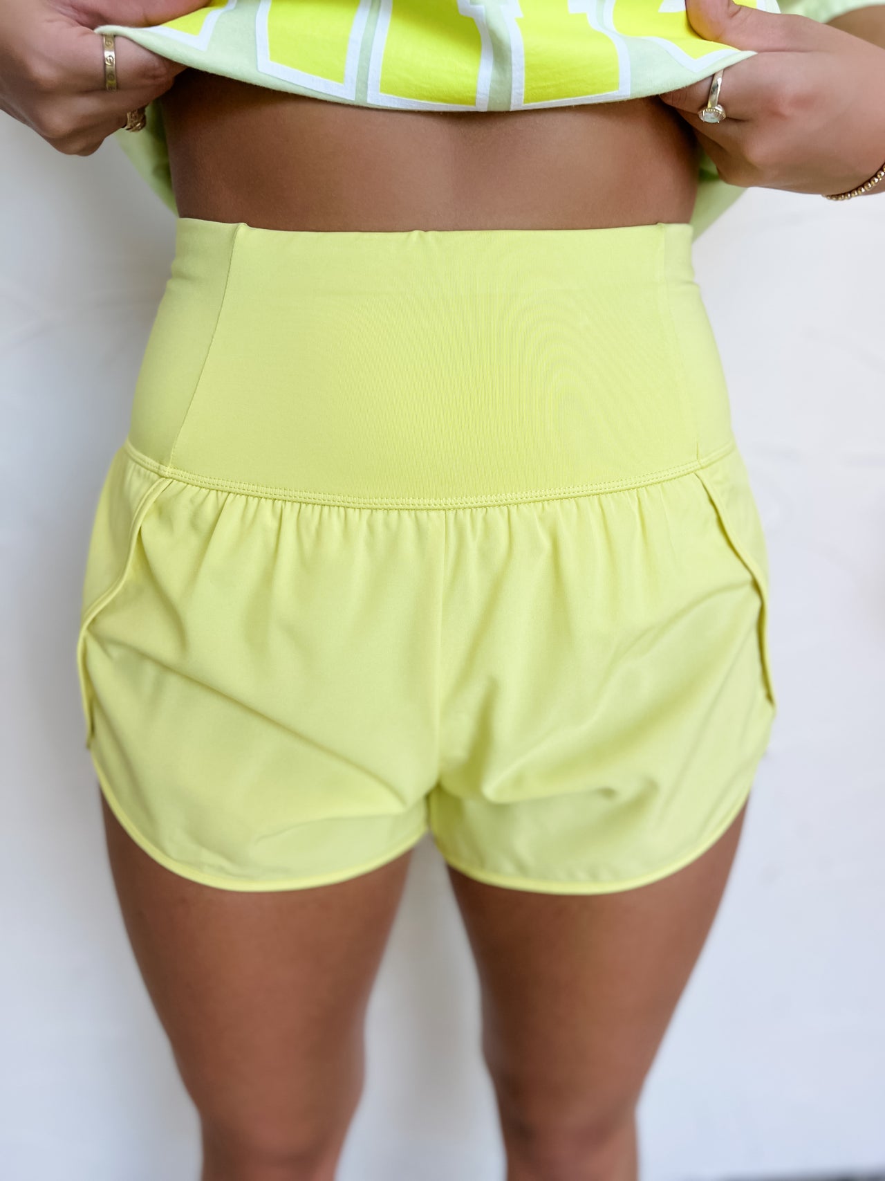 Sonia Fitted Athletic Shorts- Lime