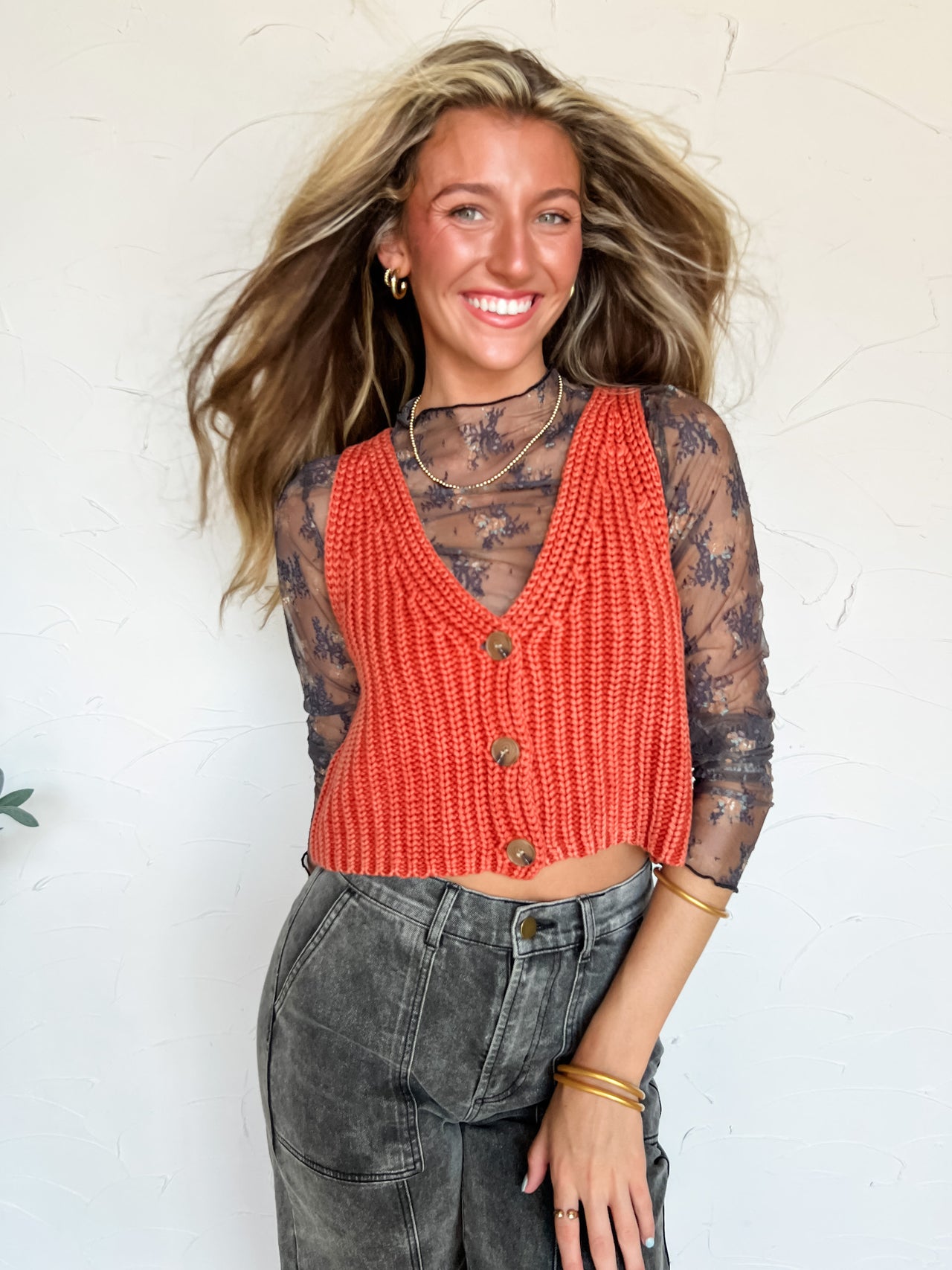 Worth Another Shot Chunky Knit Tank Sweater- Spices Brandy