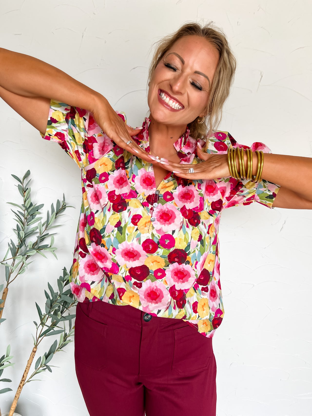 Pocket Full Of Flowers V Neck Top