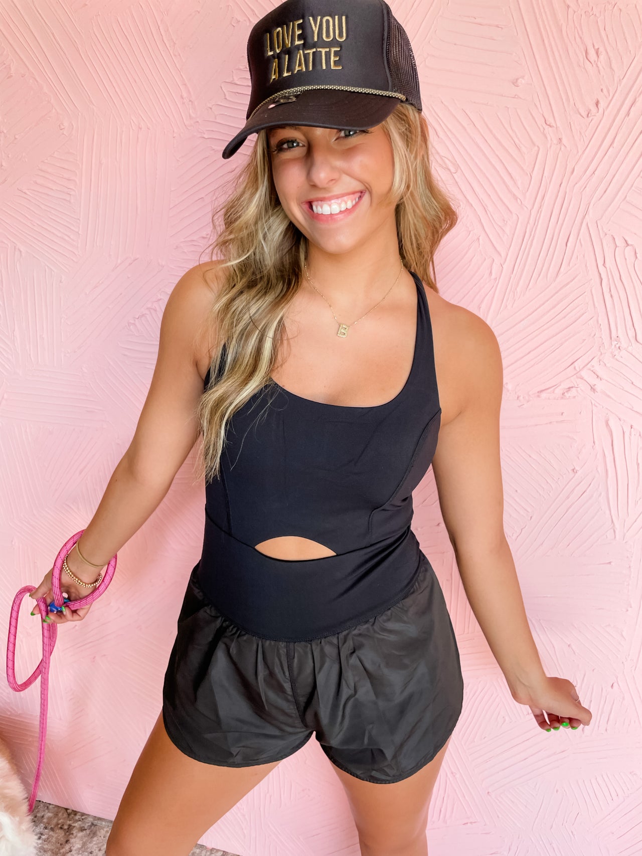 Come With Me Black Athletic Romper