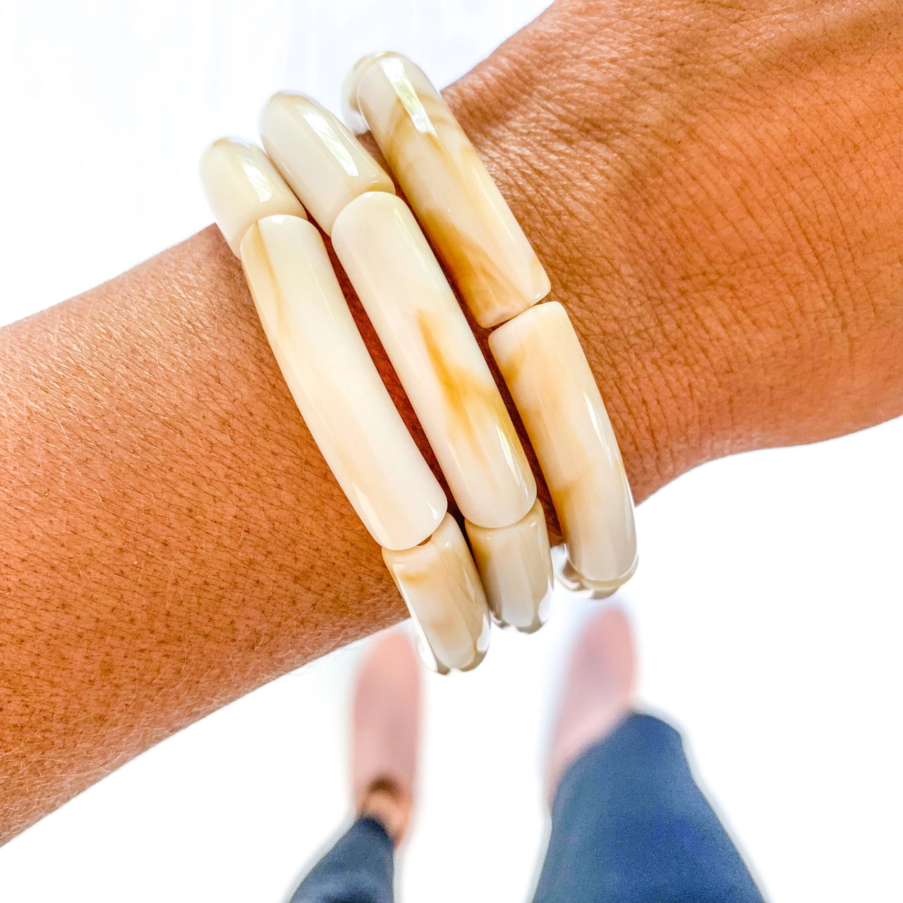 {SB} Carmel Swirl Acrylic Bracelet (4pc)