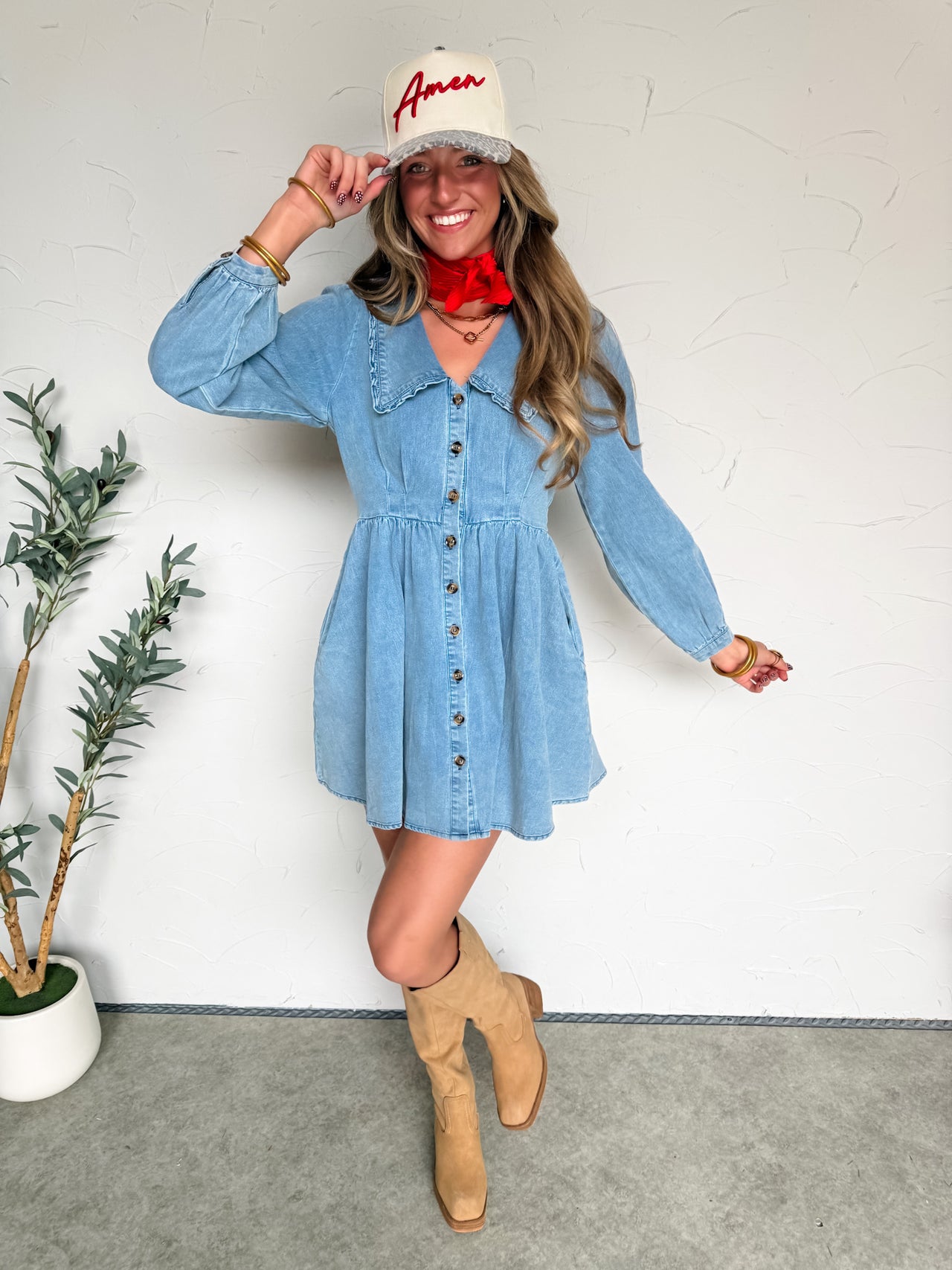 I'm A Denim Girly Washed Denim Sailor Dress