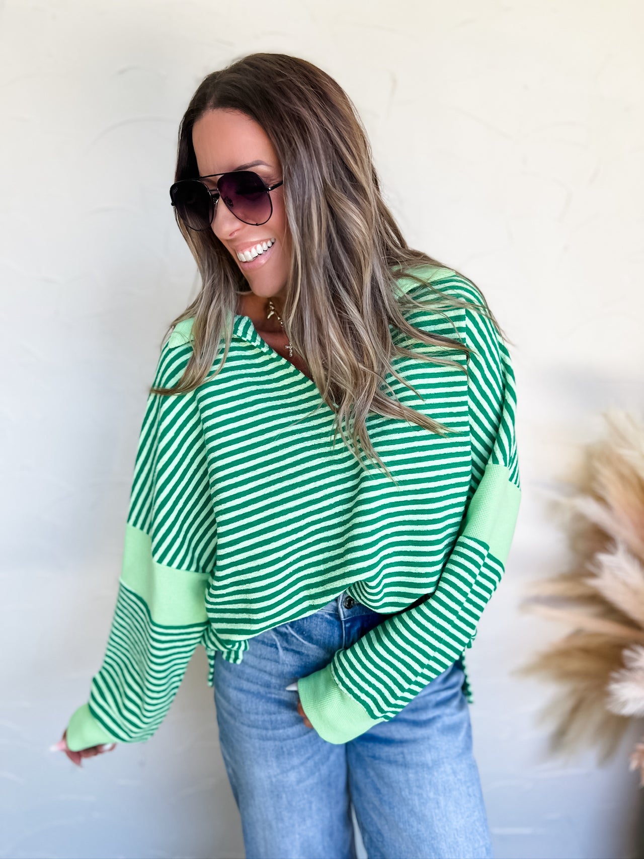 Hit The Reset Button Stripe Knit Loose Fit Top