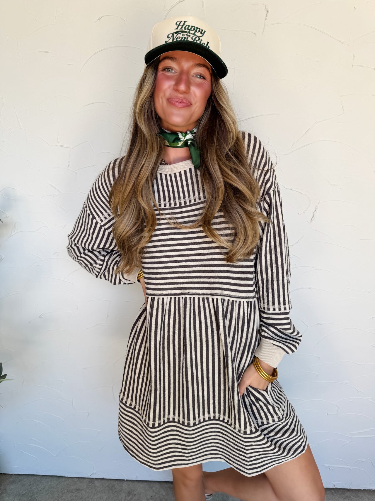 Cloud Gazing Oversized Striped Knit Mini Dress