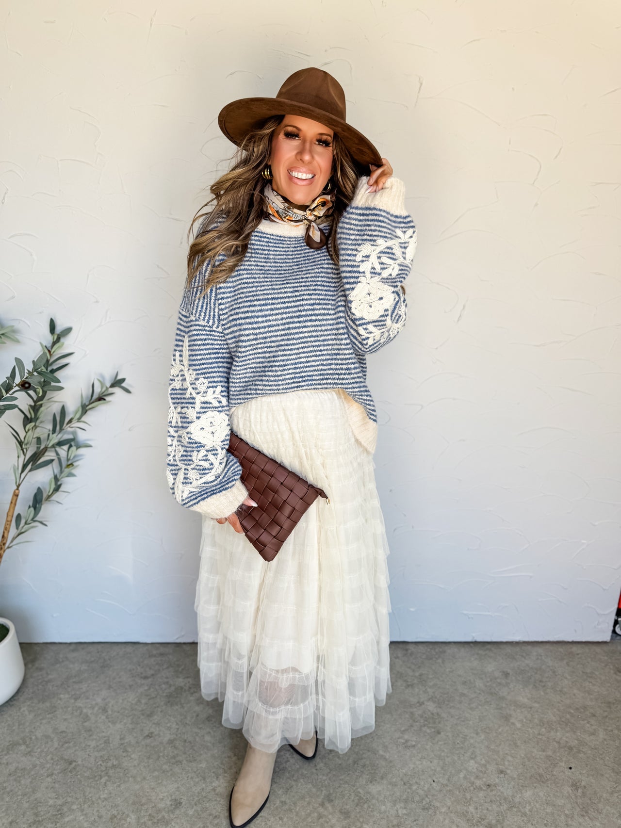 Flourish With Love Embroidered Sleeve Sweater