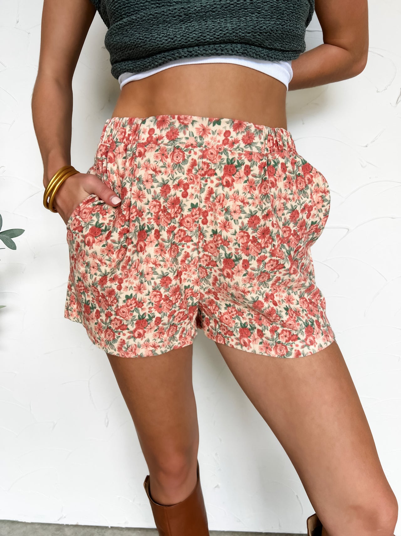 All The Bouquets Rose Corduroy Shorts