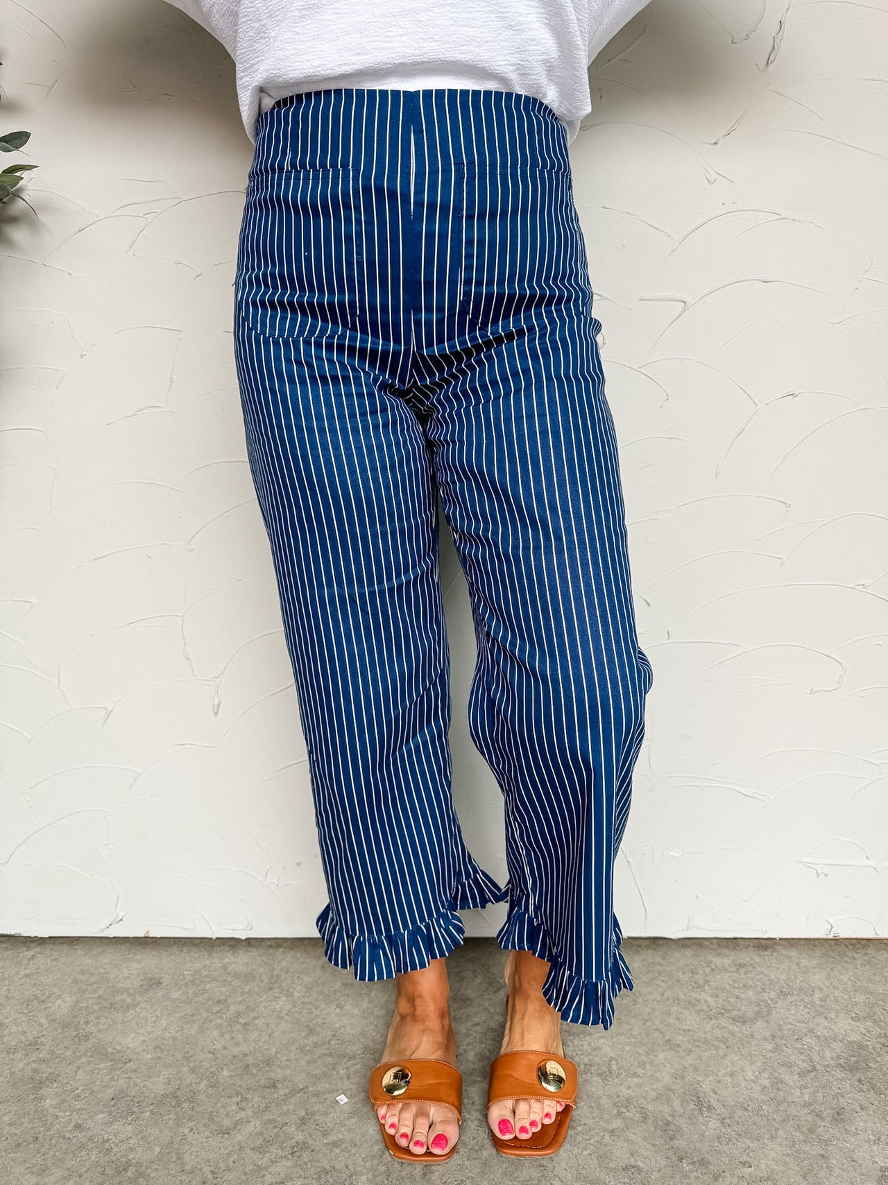 My Sweet Side Straight Leg Striped Pants- Midnight
