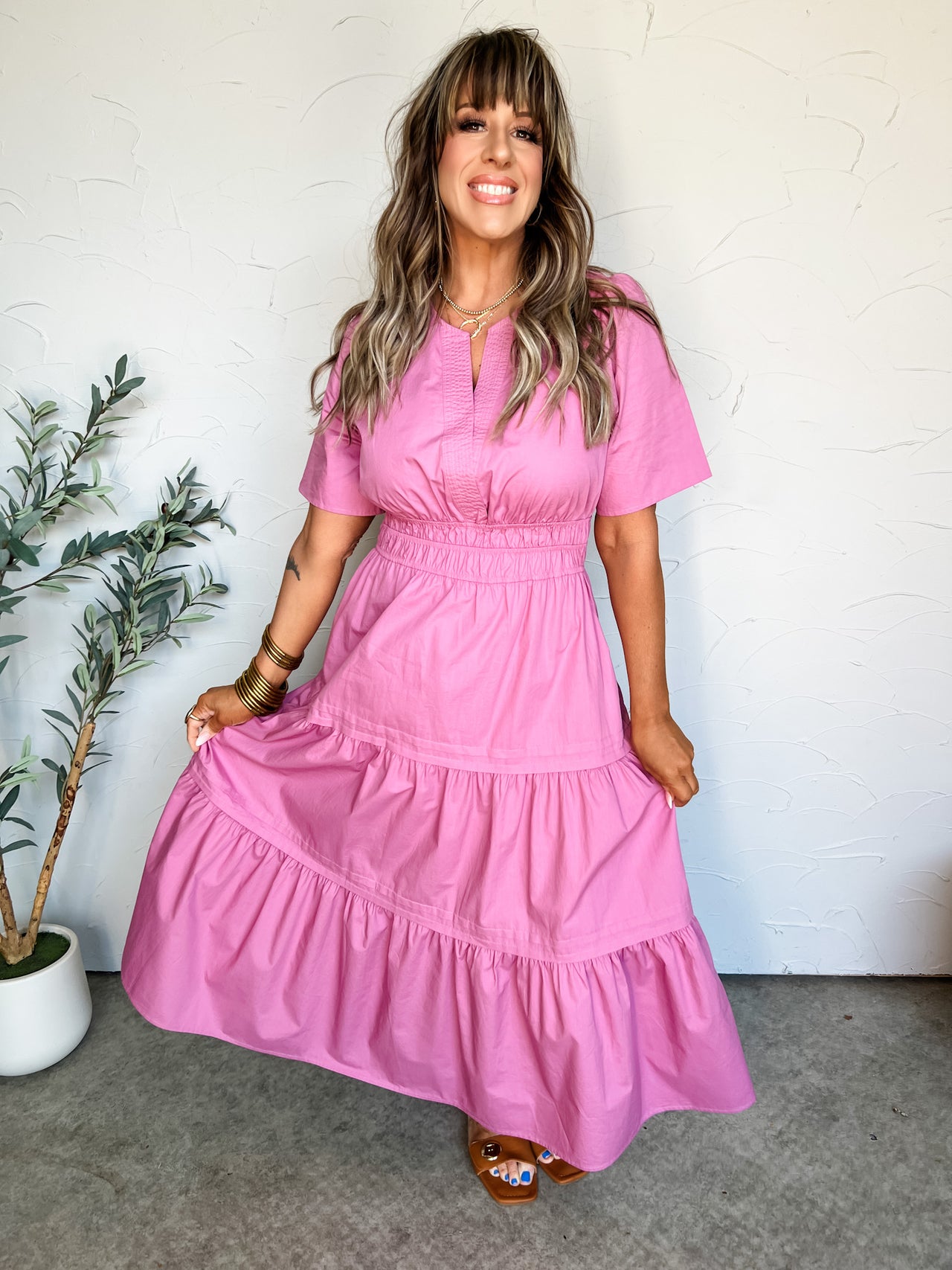 I Know You Puff Sleeve Midi Dress