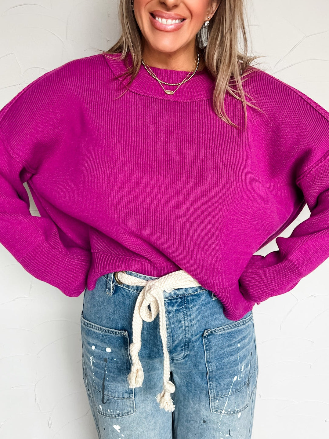 Rein It In Wide Fit Sweater- Lt Plum