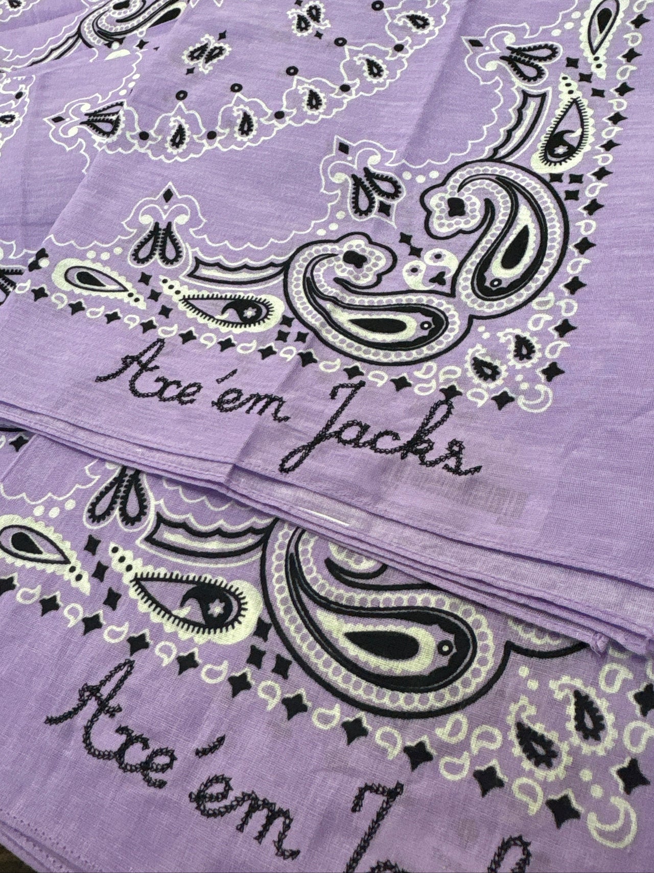 Axe' em Jacks Embroidered Lavender Bandana