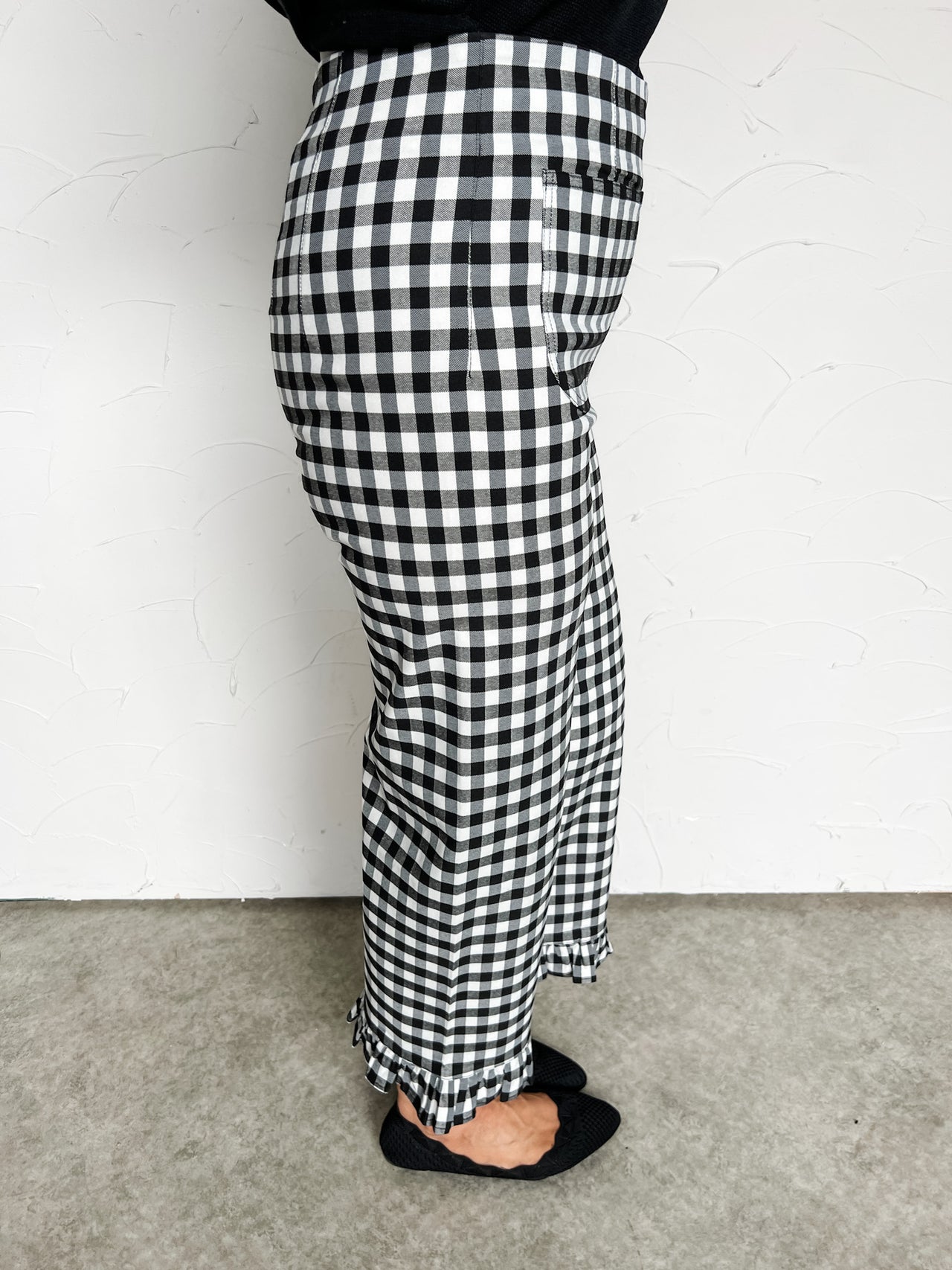 Simple Moments Gingham Ruffle Trim Pants