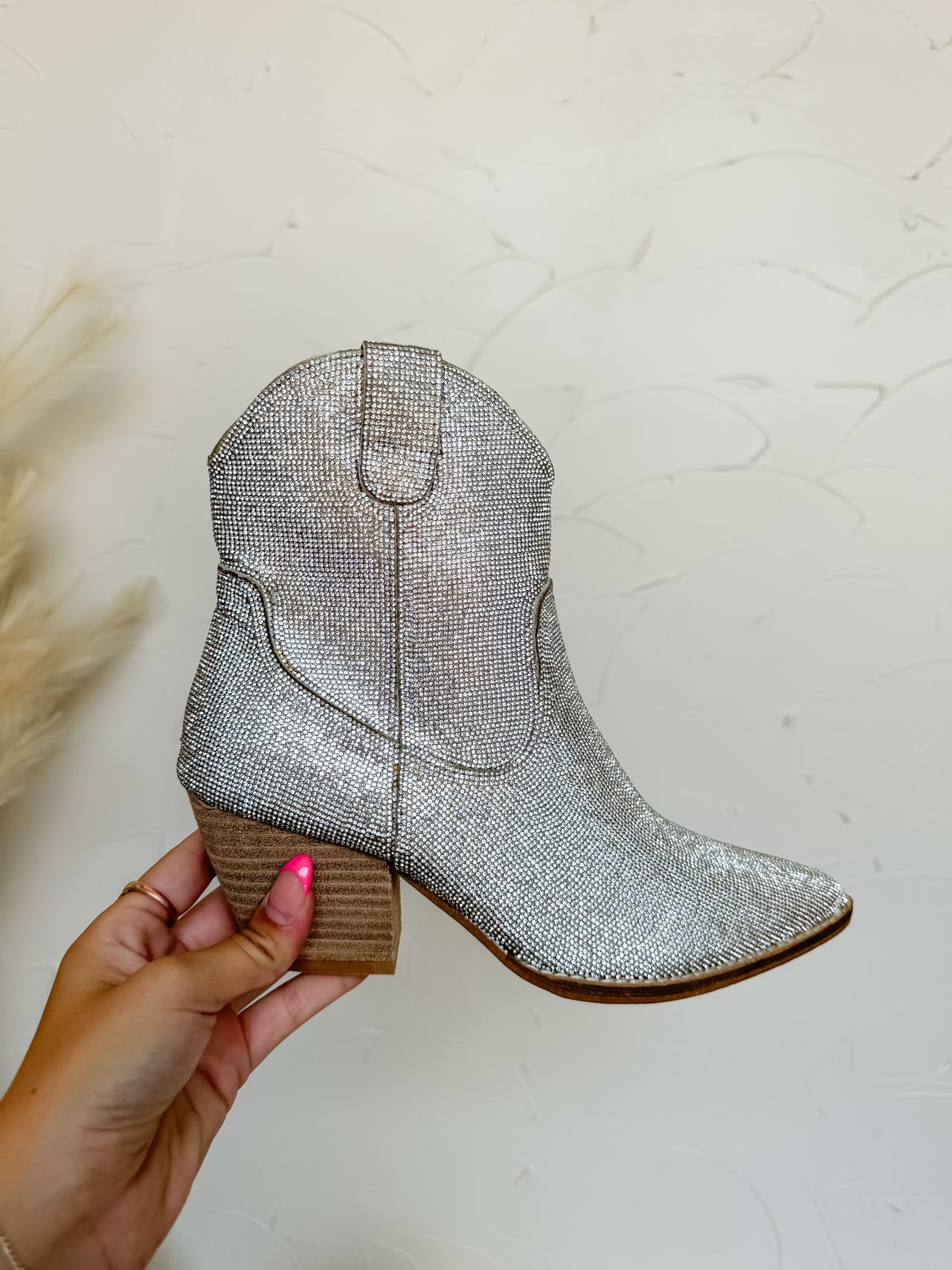 Arisa Rhinestone Ankle Boot- Silver