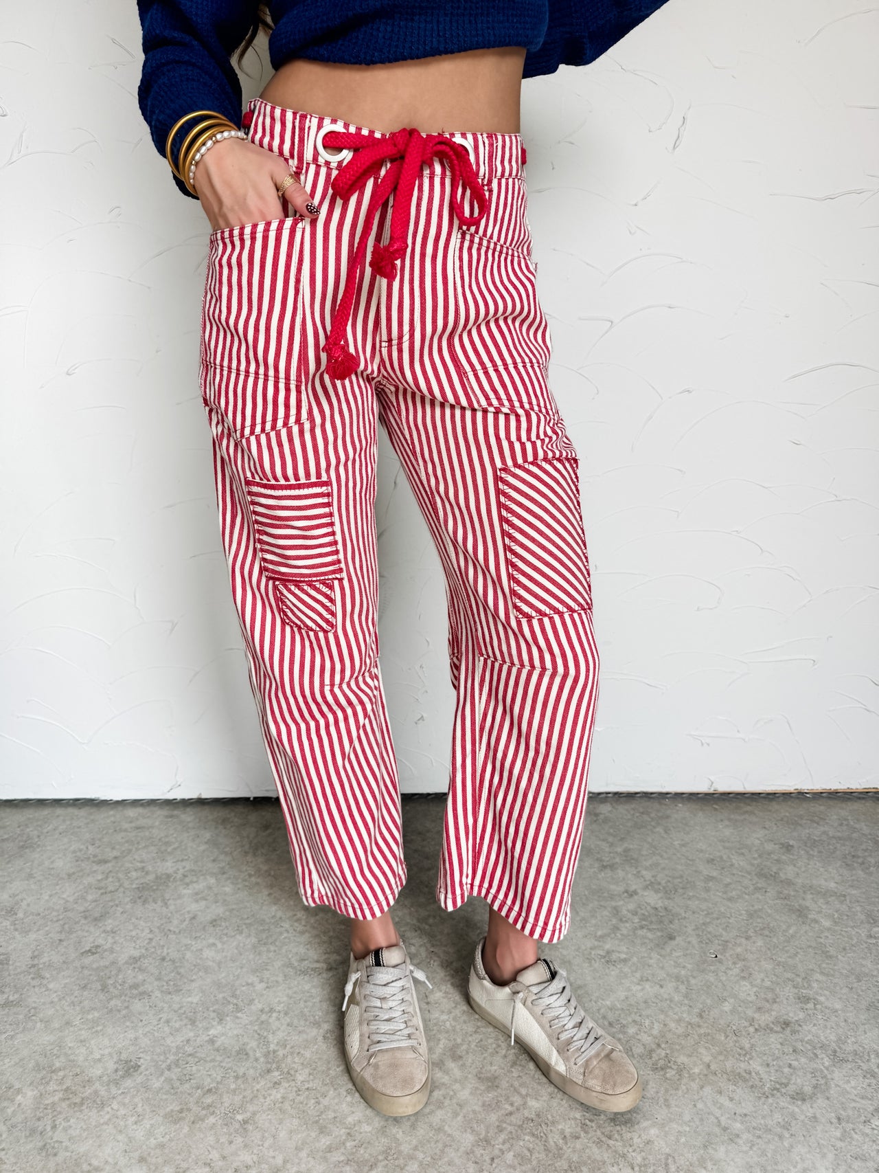 The Candy To My Cane Vintage Stripe String Pants