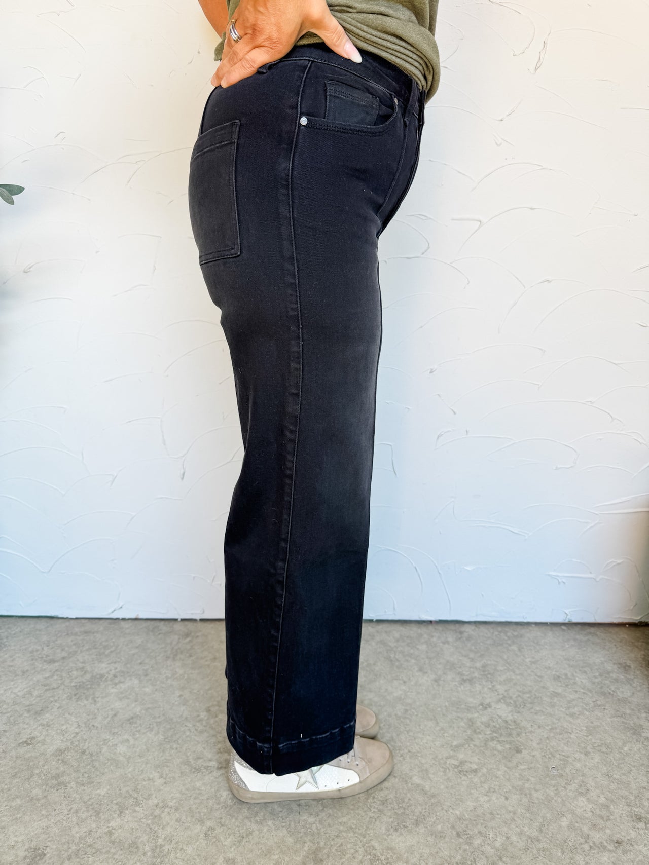 Prettiest Wish High Rise Wide Leg Jeans- Black Denim