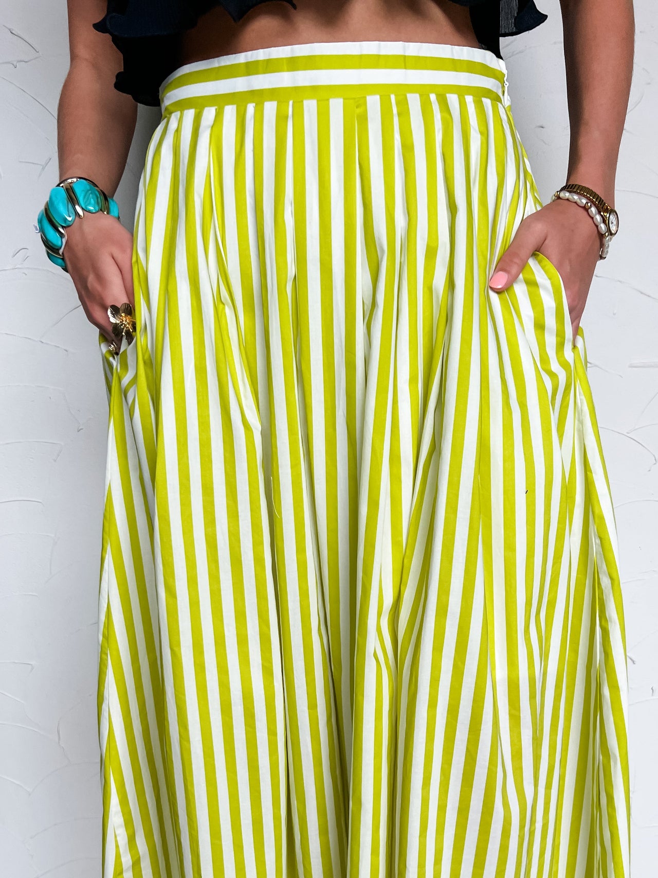 Remarkable Dreams Lime Midi Skirt