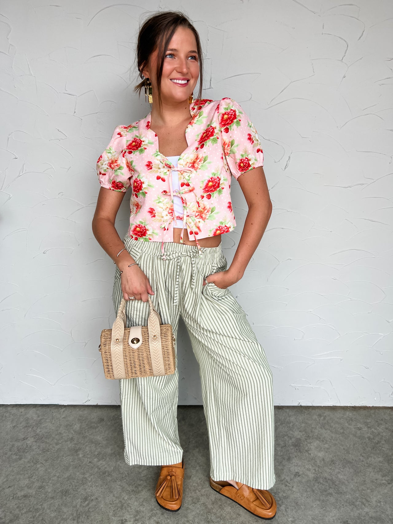 Vintage Floral Puff Sleeve Blouse Top