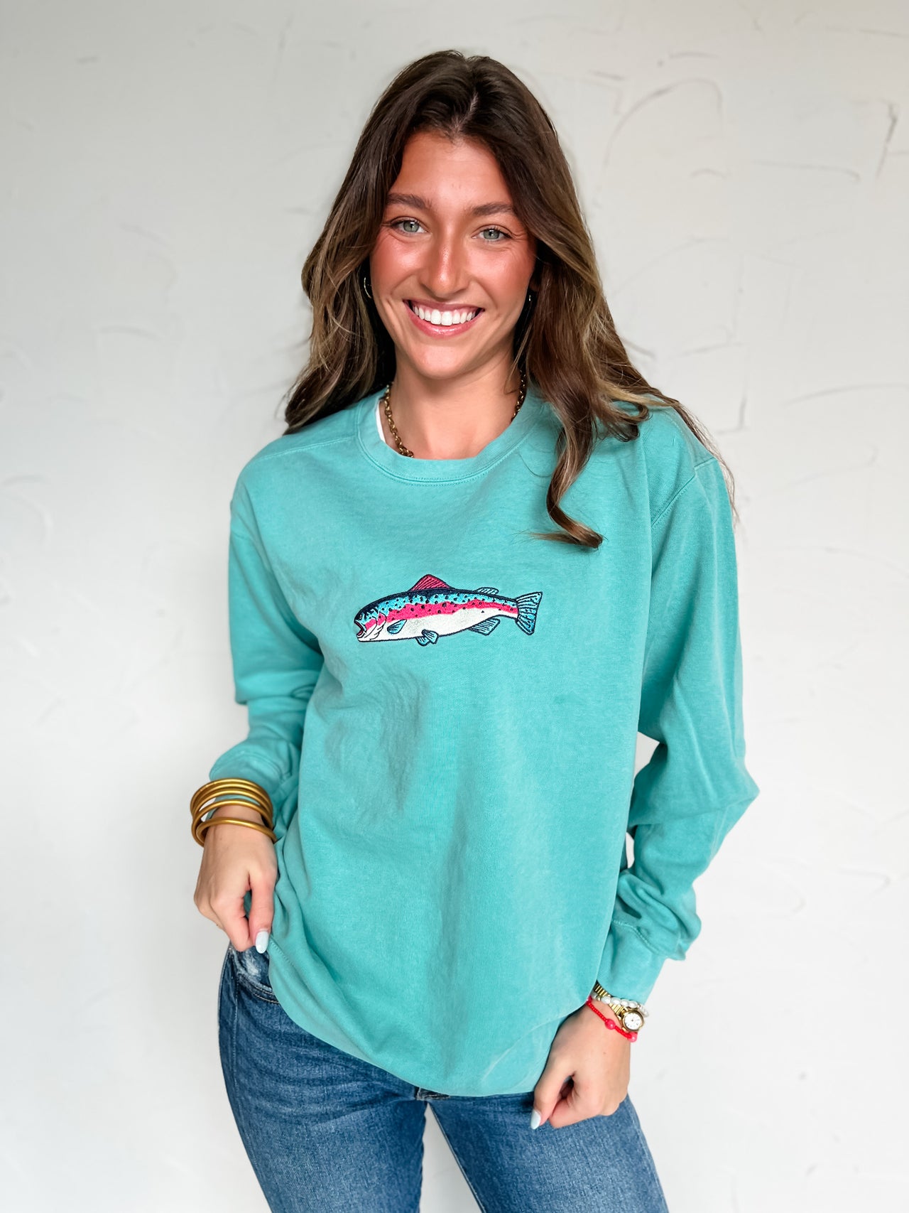Embroidered Trout Sweatshirt