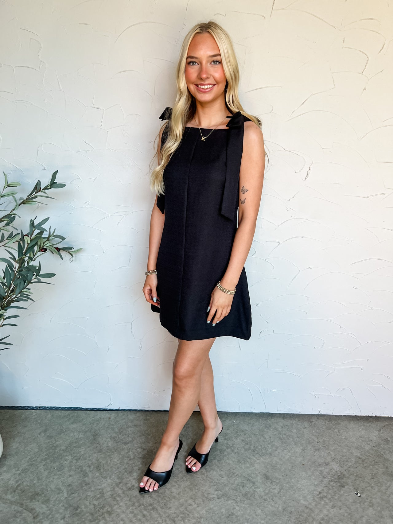 Sweet Moments Bow Mini Dress- Black