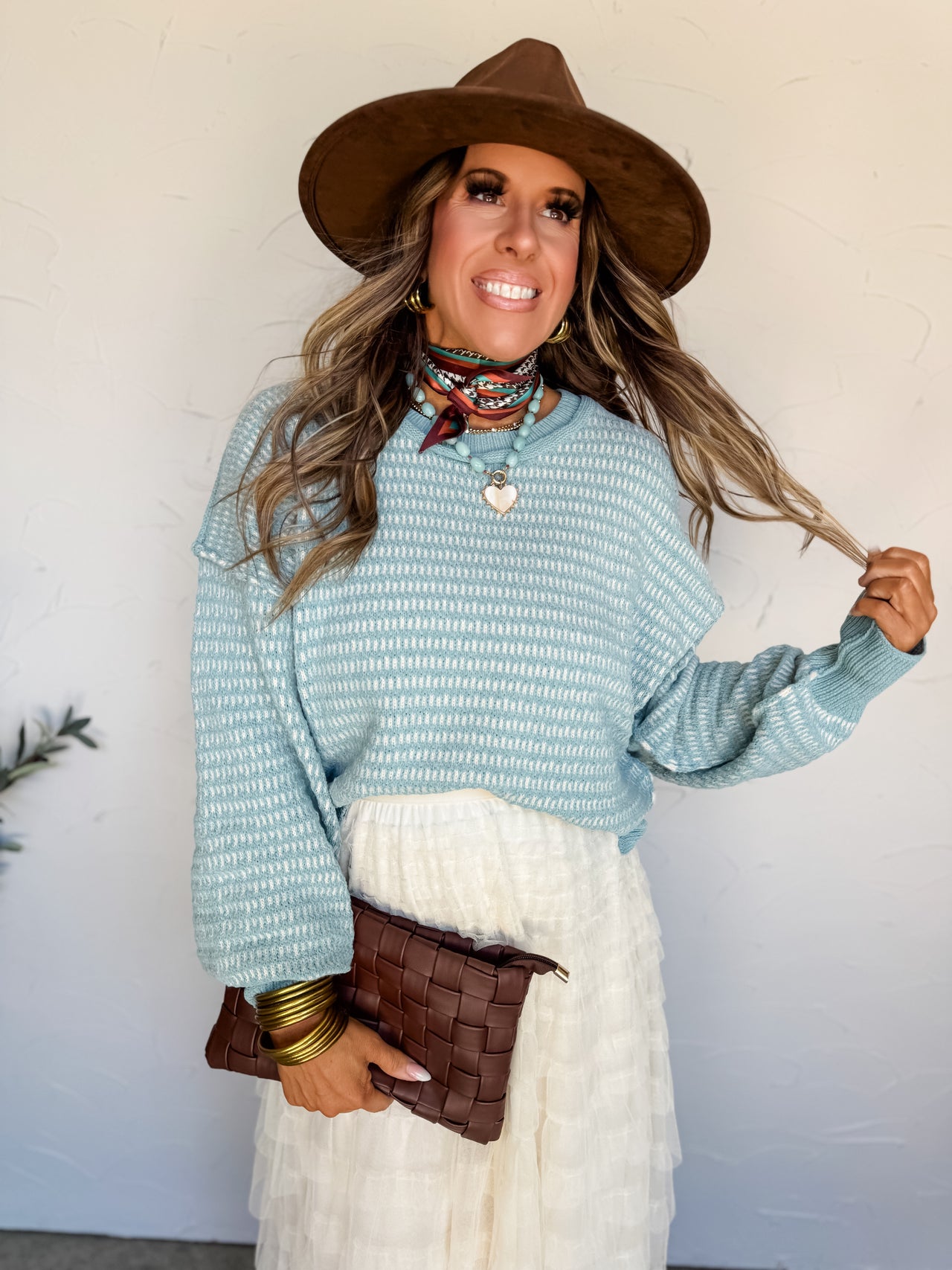 The Scenic Route Two Tone Sweater- Sage