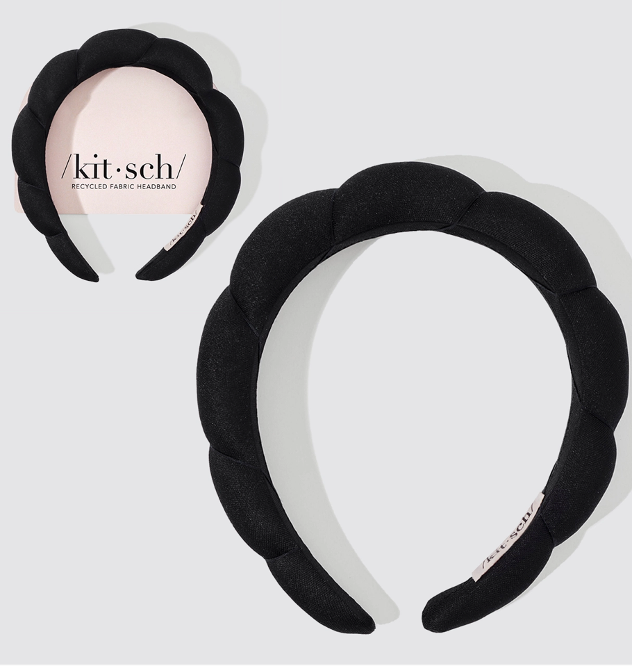 Recycled Fabric Puffy Headband 1pc- Black