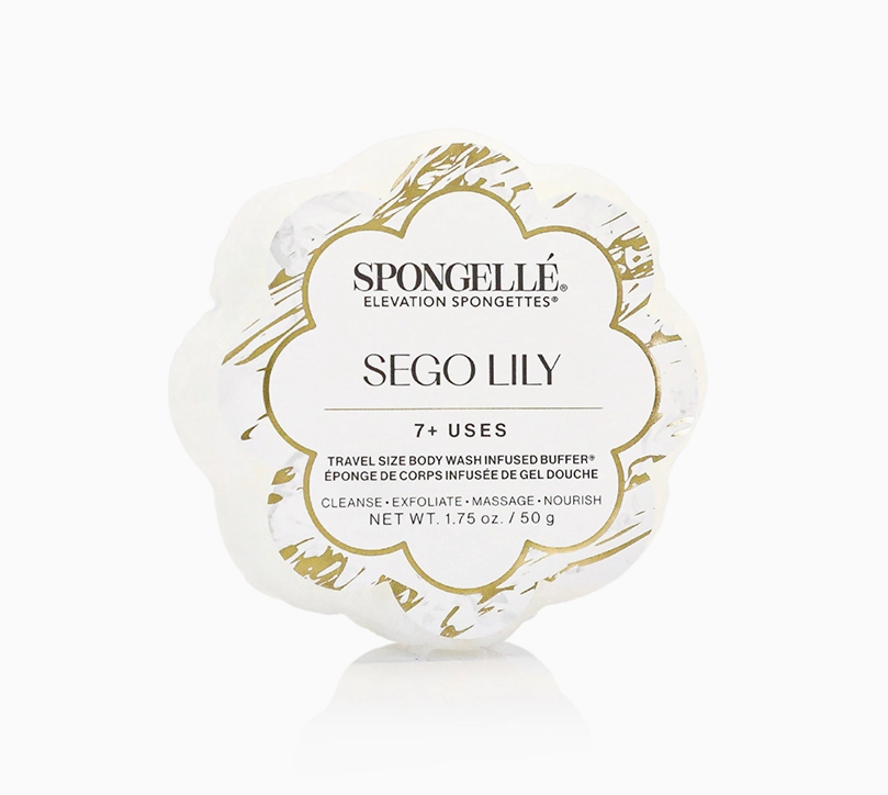 Spongellé Sego Lily body sponge packaging on a white background
