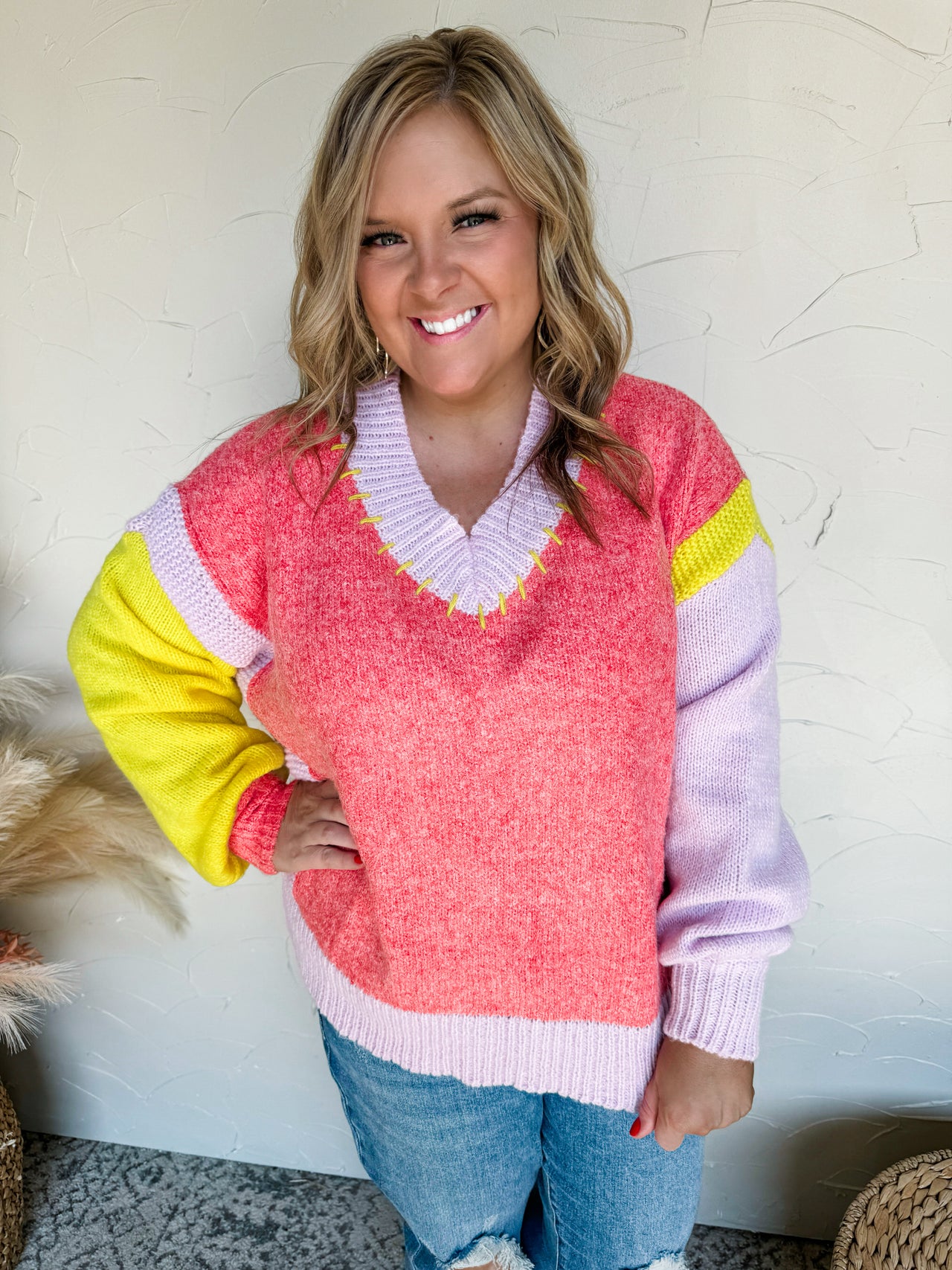 You're The One Color Block Sweater Pullover