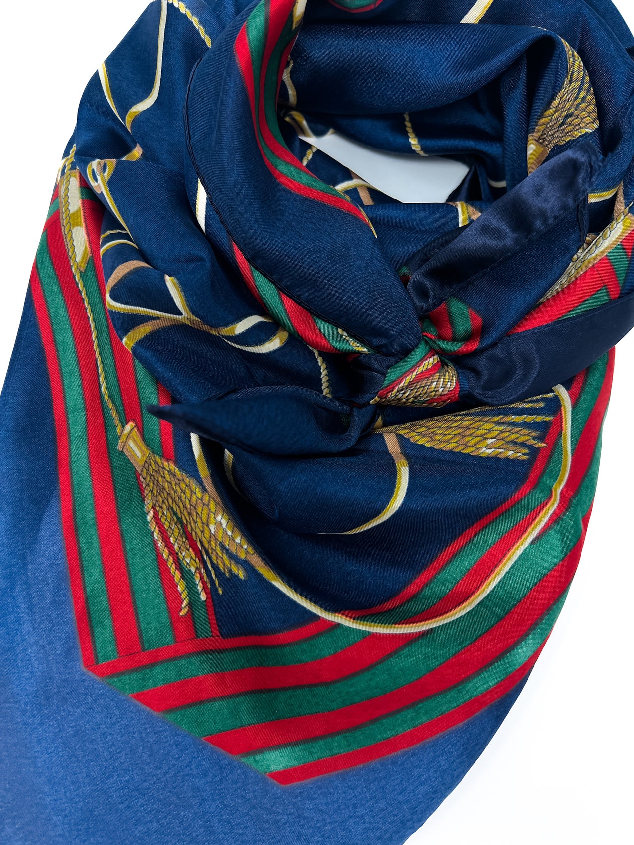 Heidi Navy Tassel Silky Scarf