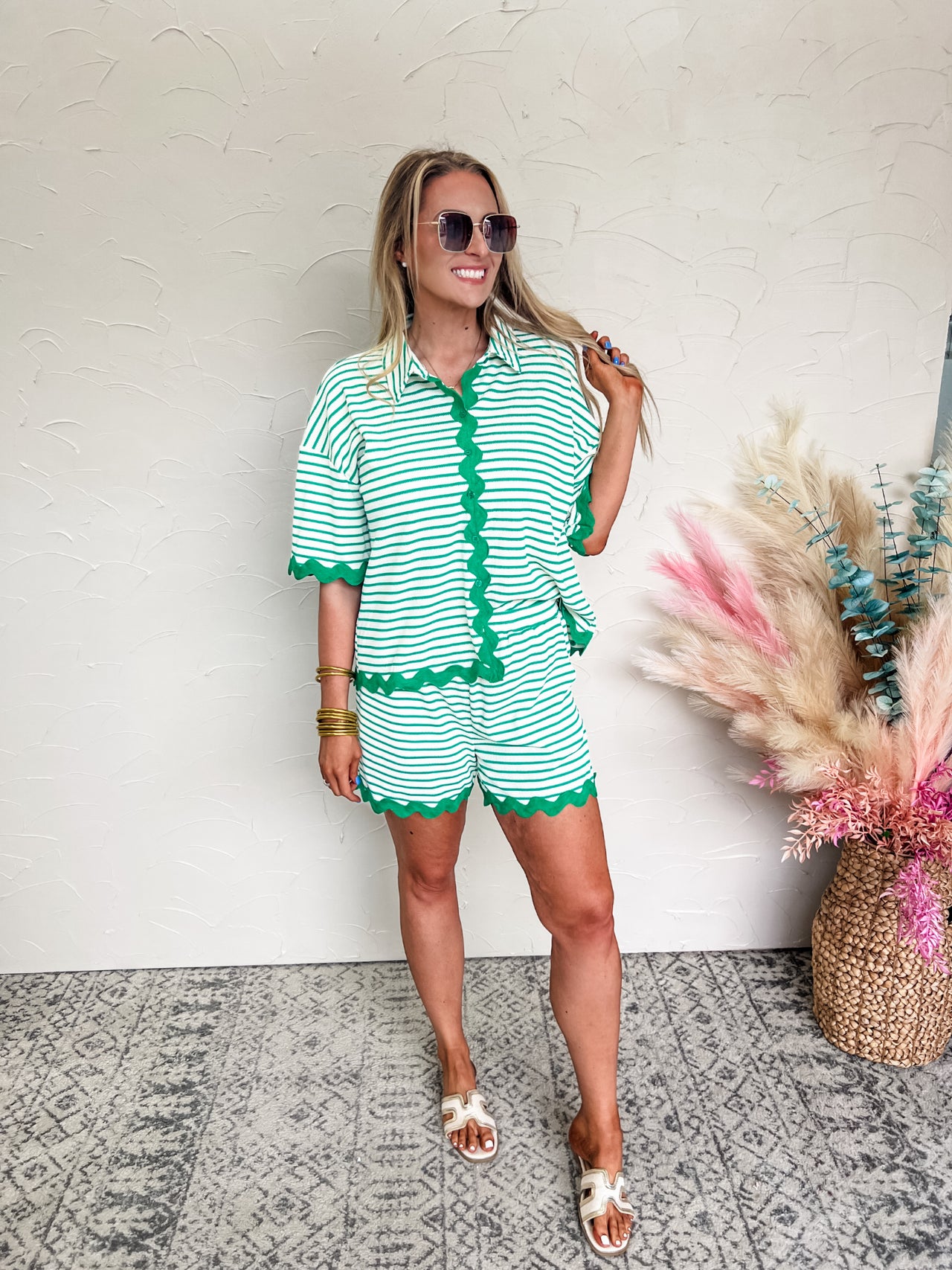 If You Dare Green Striped Set