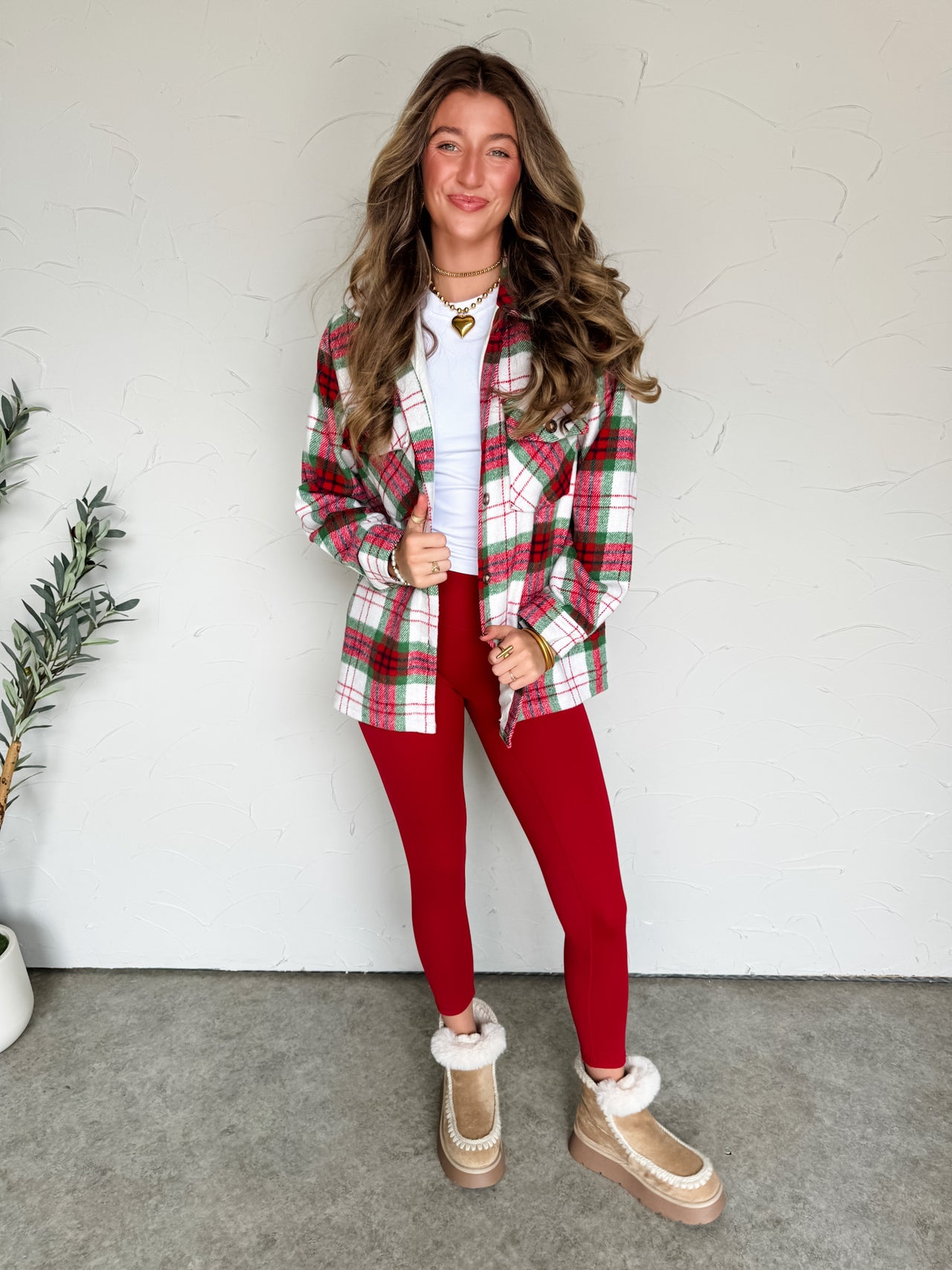 Red, Green, & White Plaid Jacket