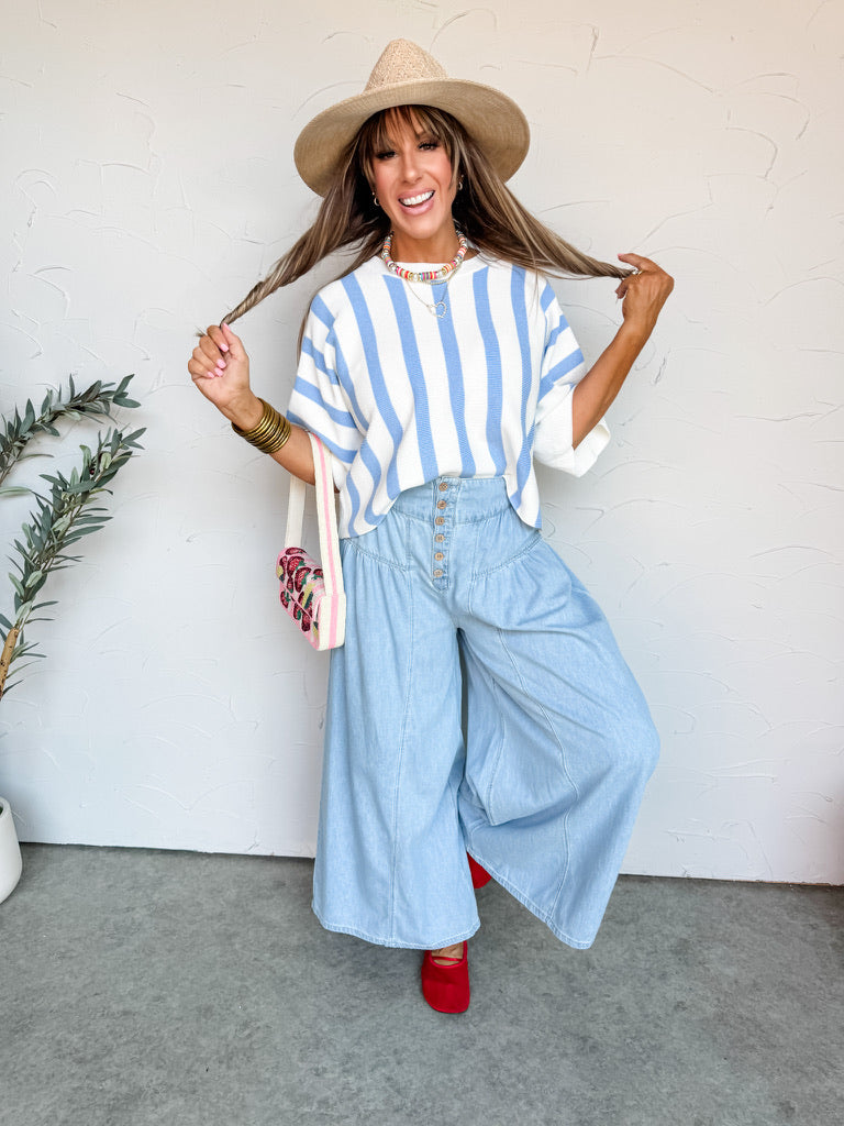 Feeling Like Forever Puff Sleeve Top- Blue