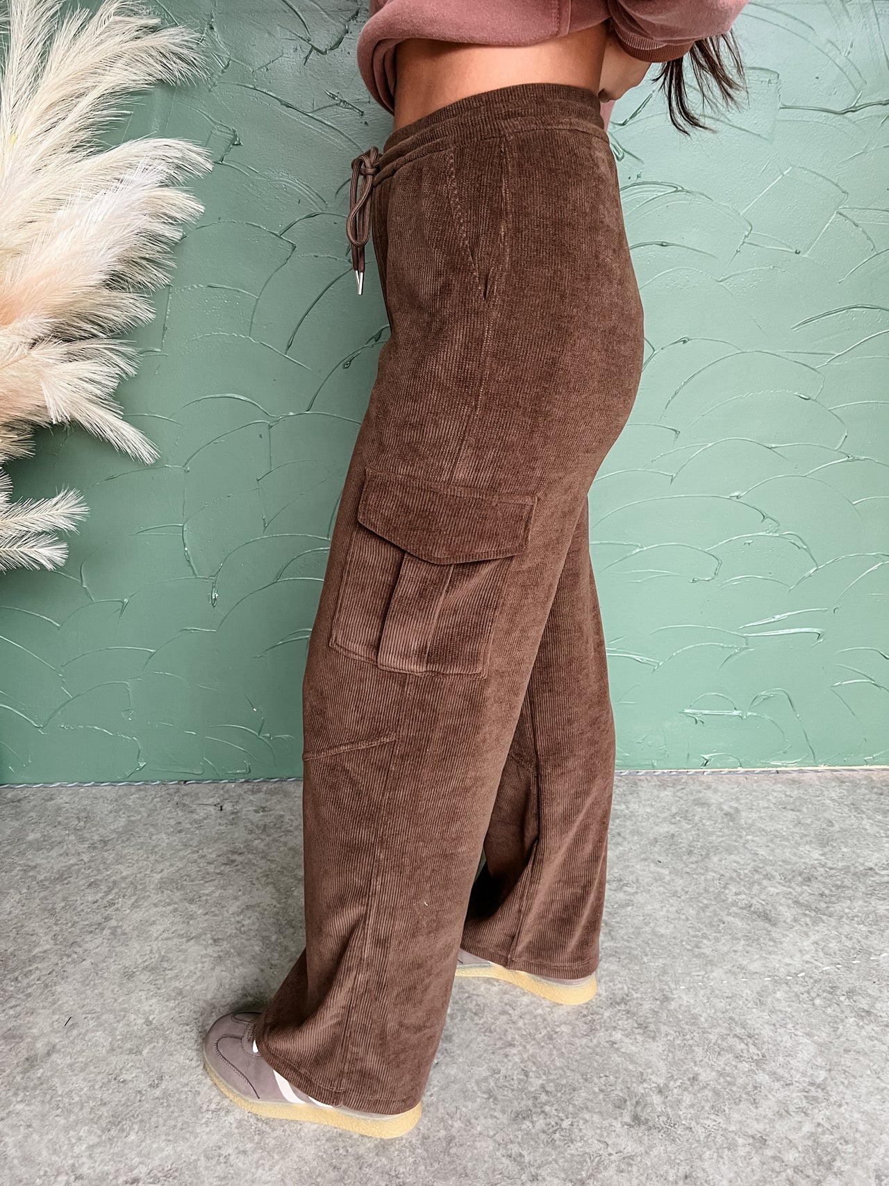 Lucky To Have You Corduroy Cargo Pants- Brown