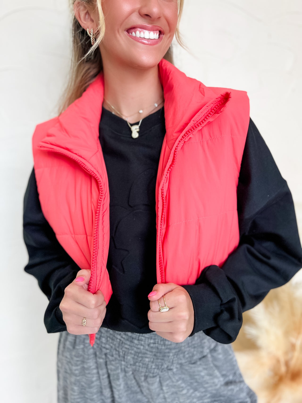 So Well Played Cropped Puffer Vest- Apple Red