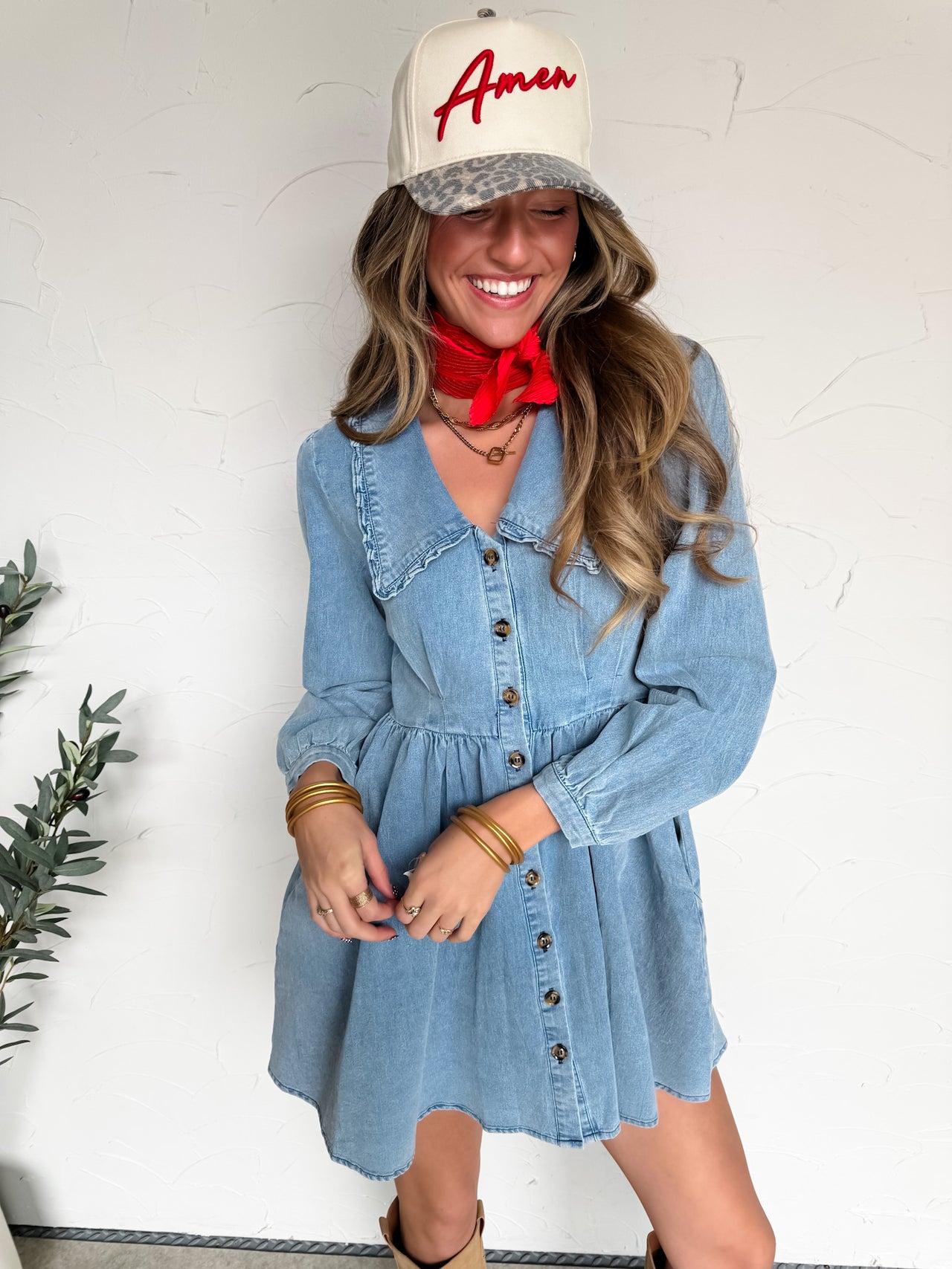 I'm A Denim Girly Washed Denim Sailor Dress