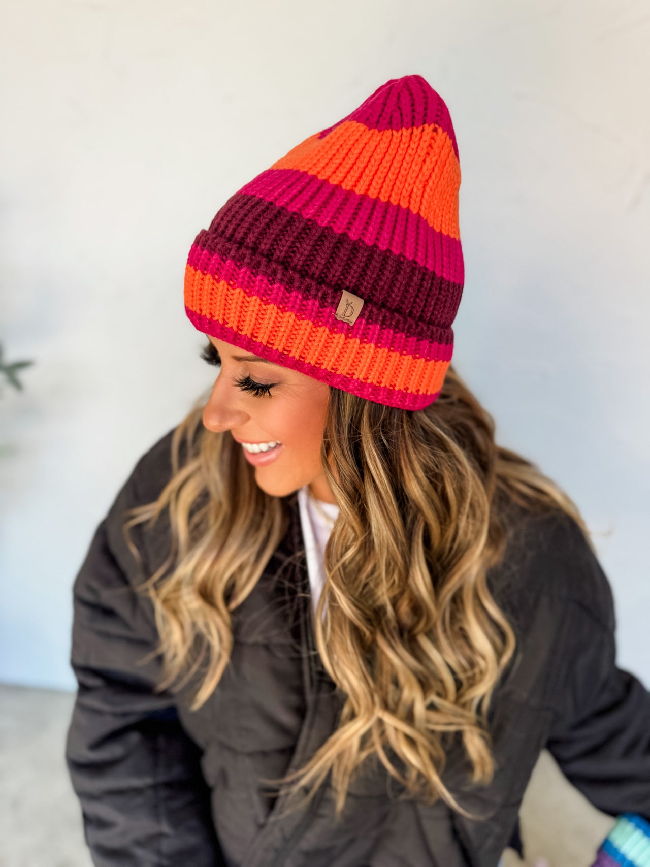 Orange Multi Stripe Cuff Beanie